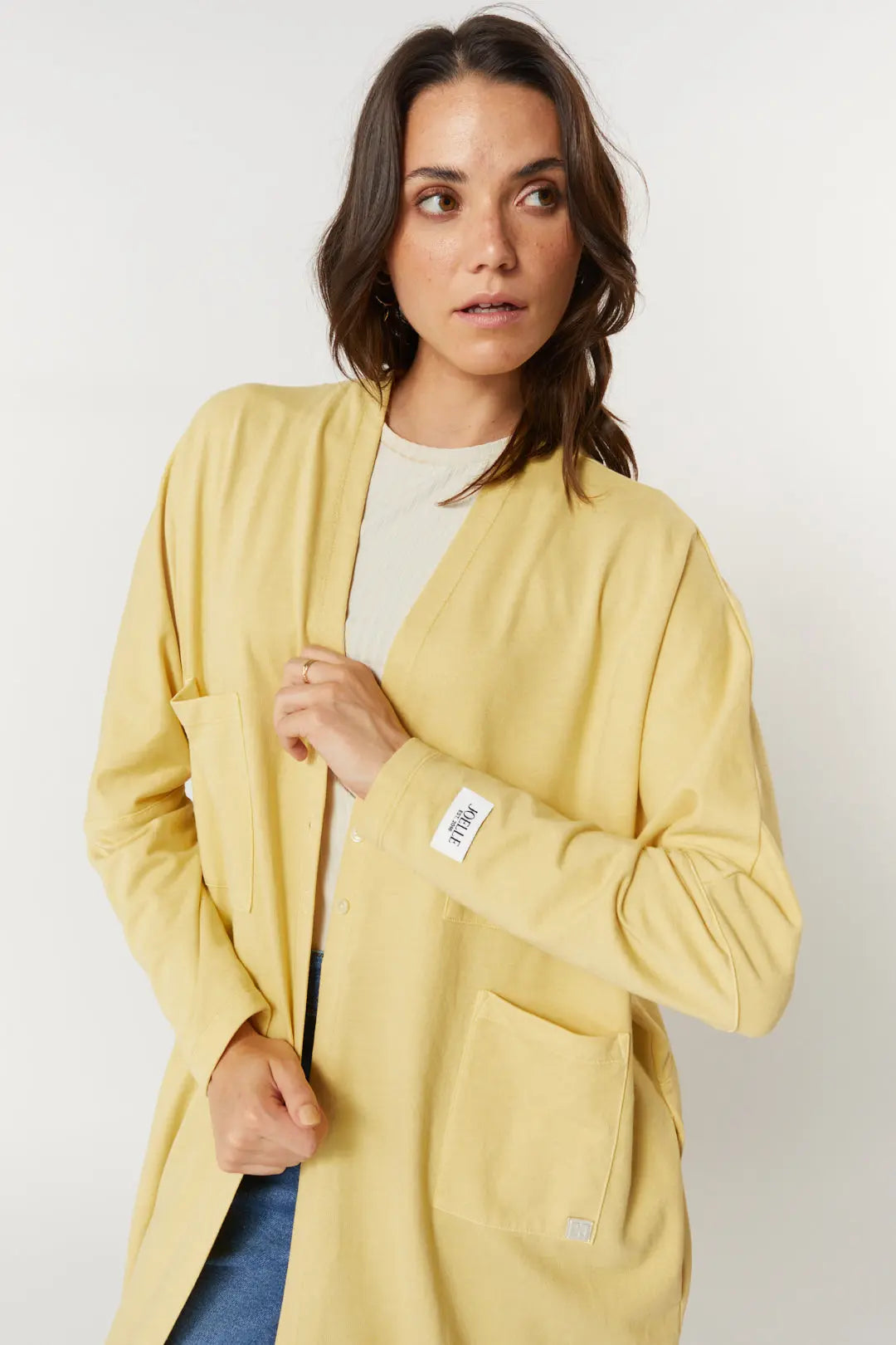 Veste longue jaune en tricot | Krist JOELLE Collection