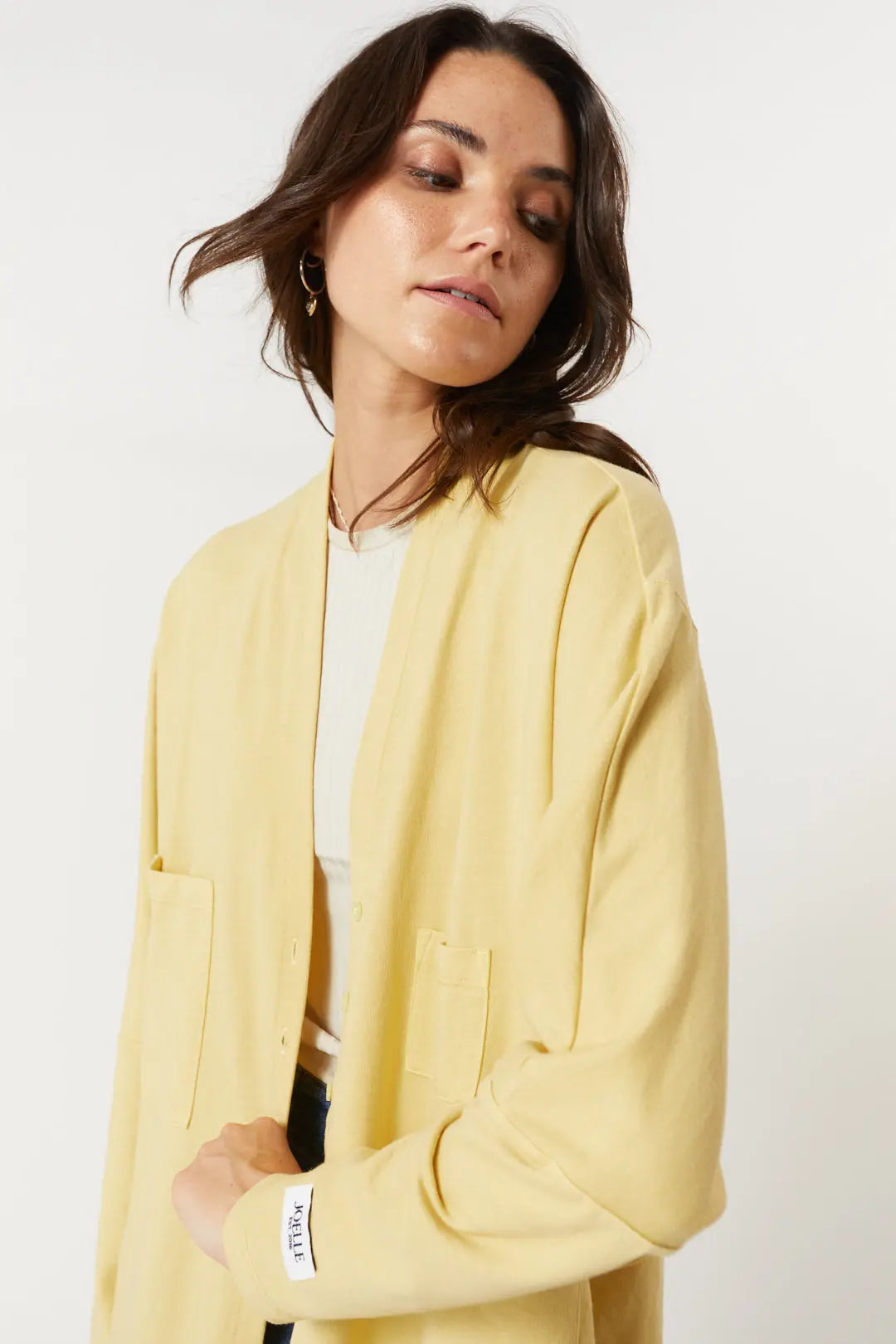 Veste longue jaune en tricot | Krist JOELLE Collection