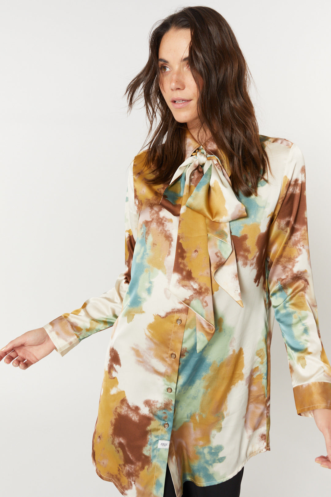 Ivory shirt with multi abstract patterns | Pearl