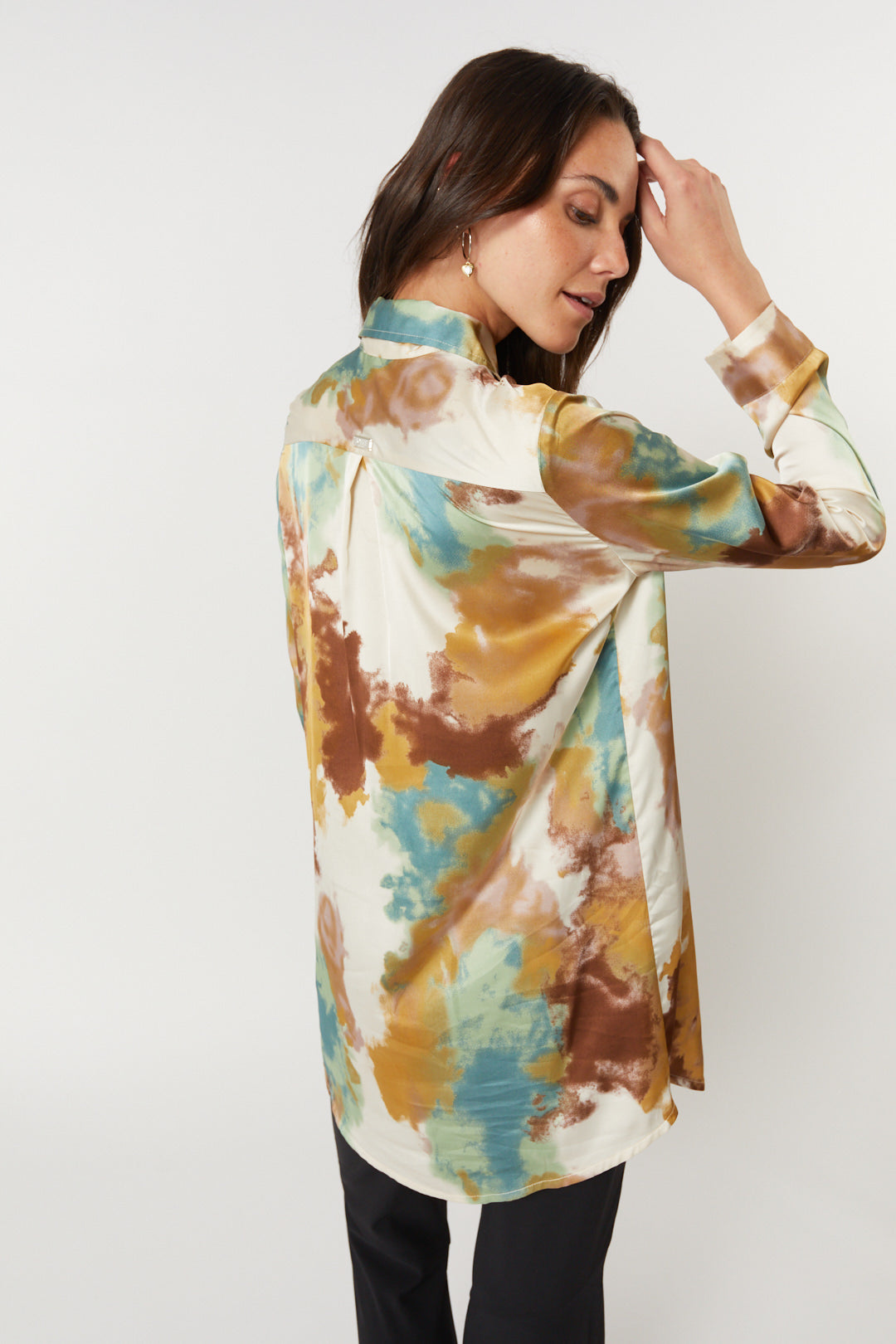 Ivory shirt with multi abstract patterns | Pearl