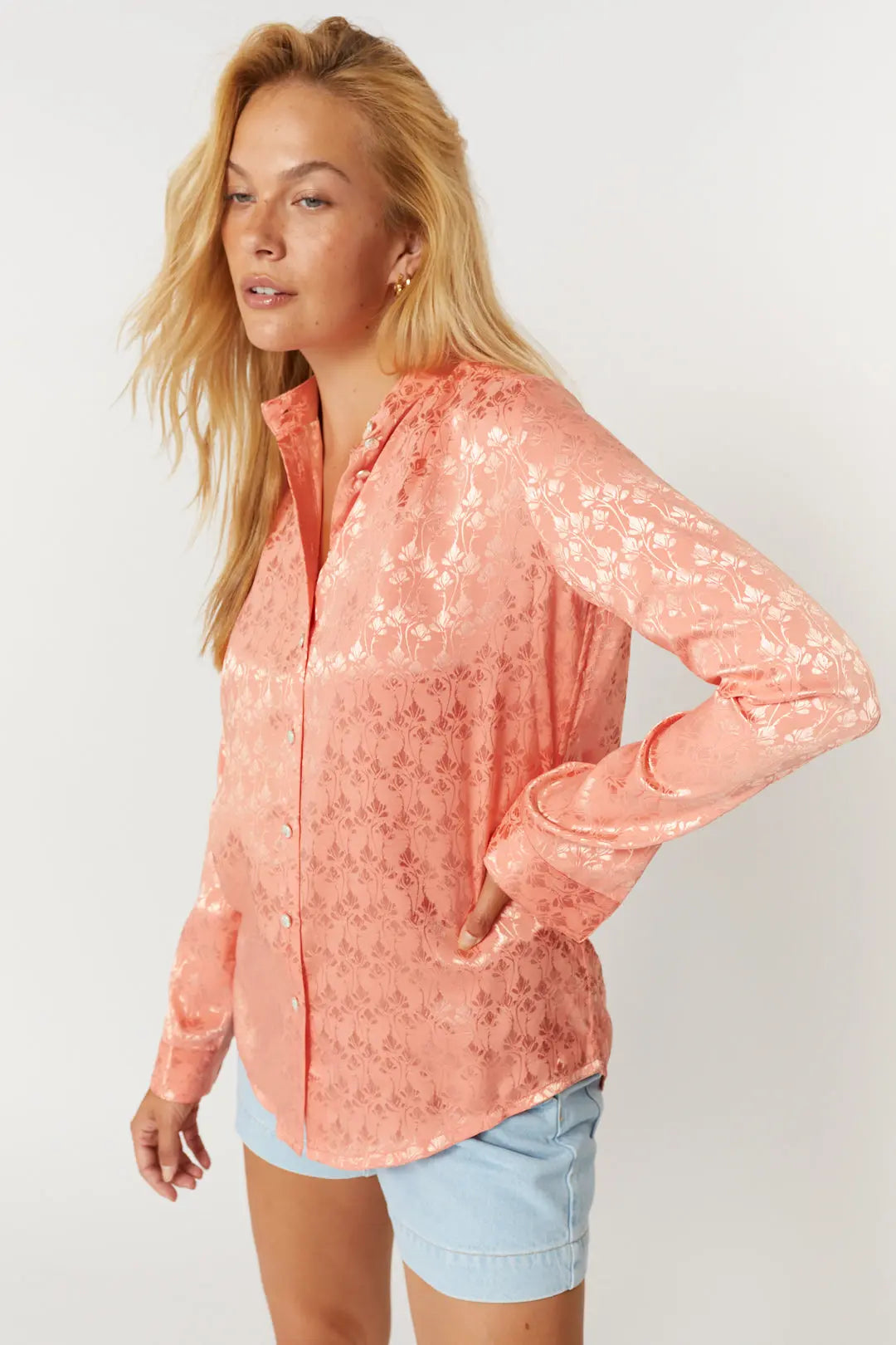 Chemise rose à broderie | Sushi JOELLE Collection