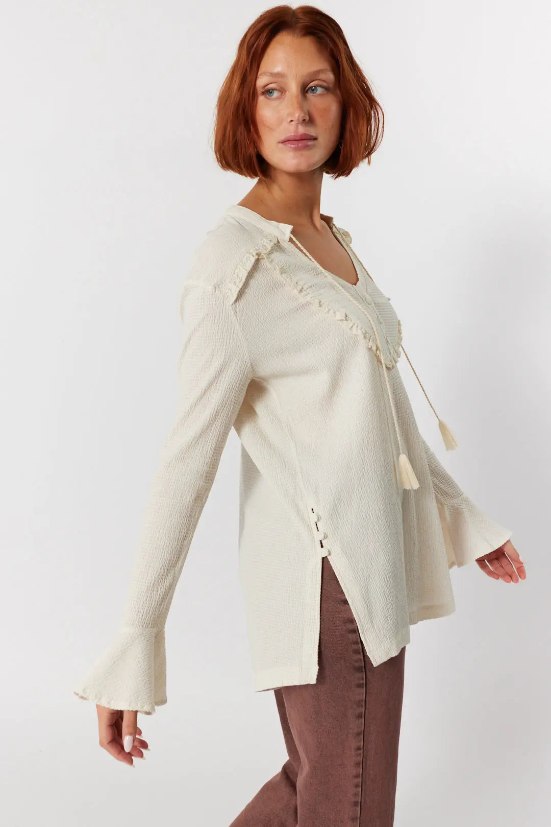 Blouse crème à manches longues | Verna JOELLE Collection