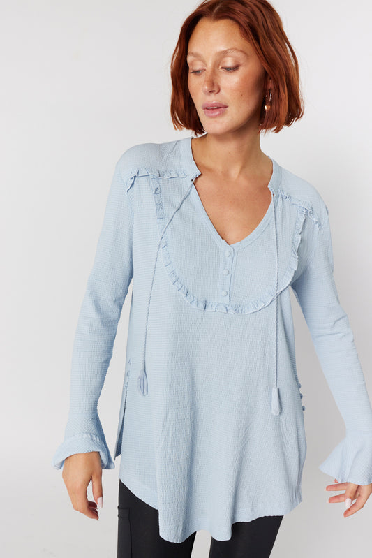 Pale blue blouse with long sleeves | Verna
