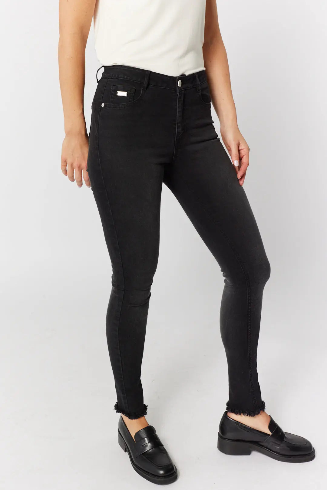 Jean noir best sale taille haute skinny