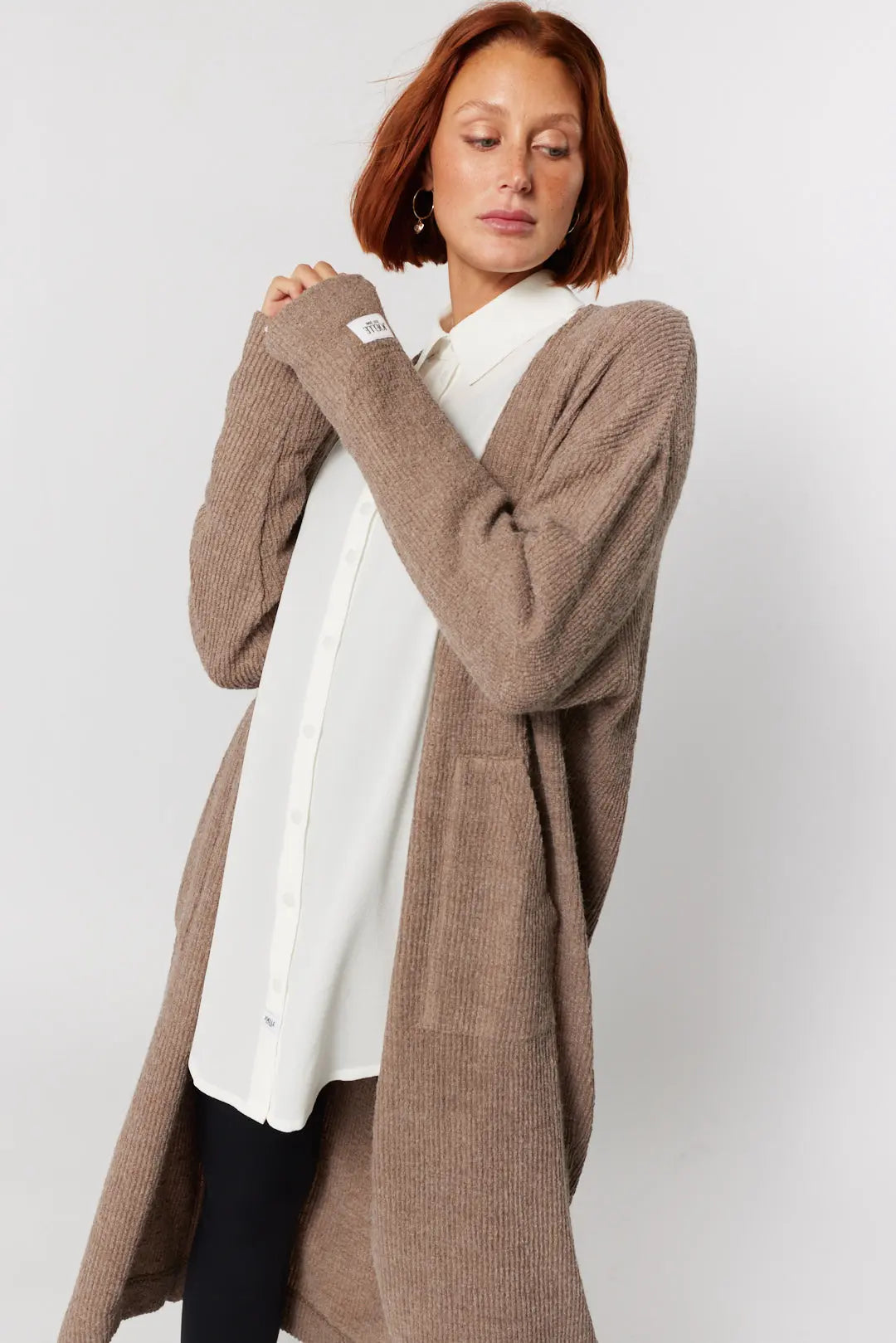 Veste gris taupe longue | Leenie JOELLE Collection