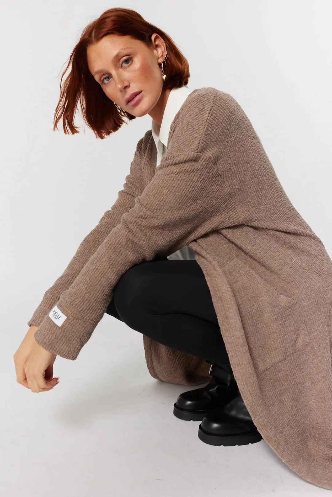 Veste gris taupe longue | Leenie JOELLE Collection