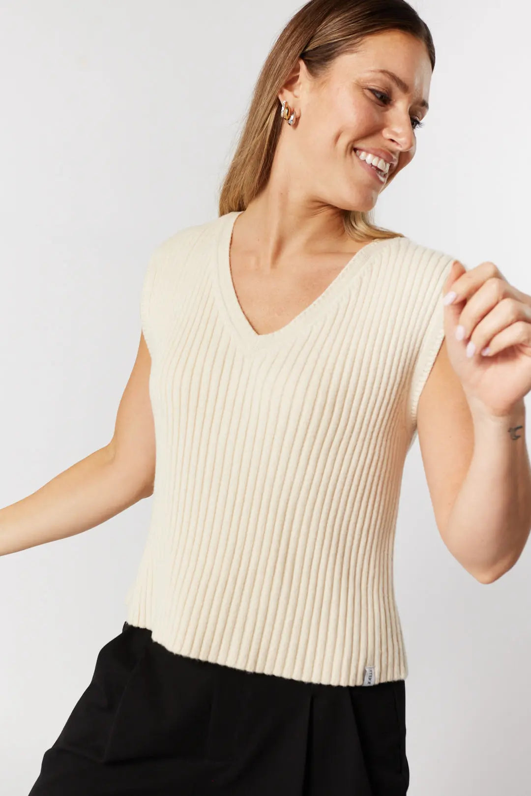 Débardeur beige clair en tricot | Melo JOELLE Collection