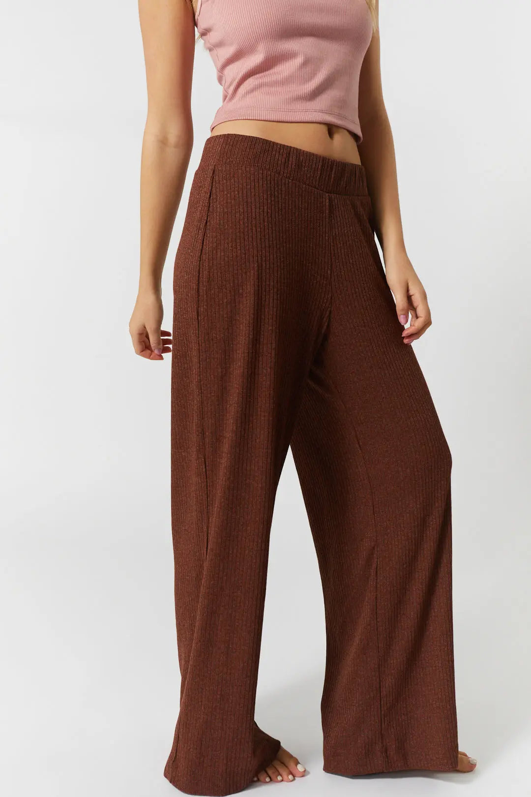 Pantalon détente marron texturé | Belle JOELLE Collection