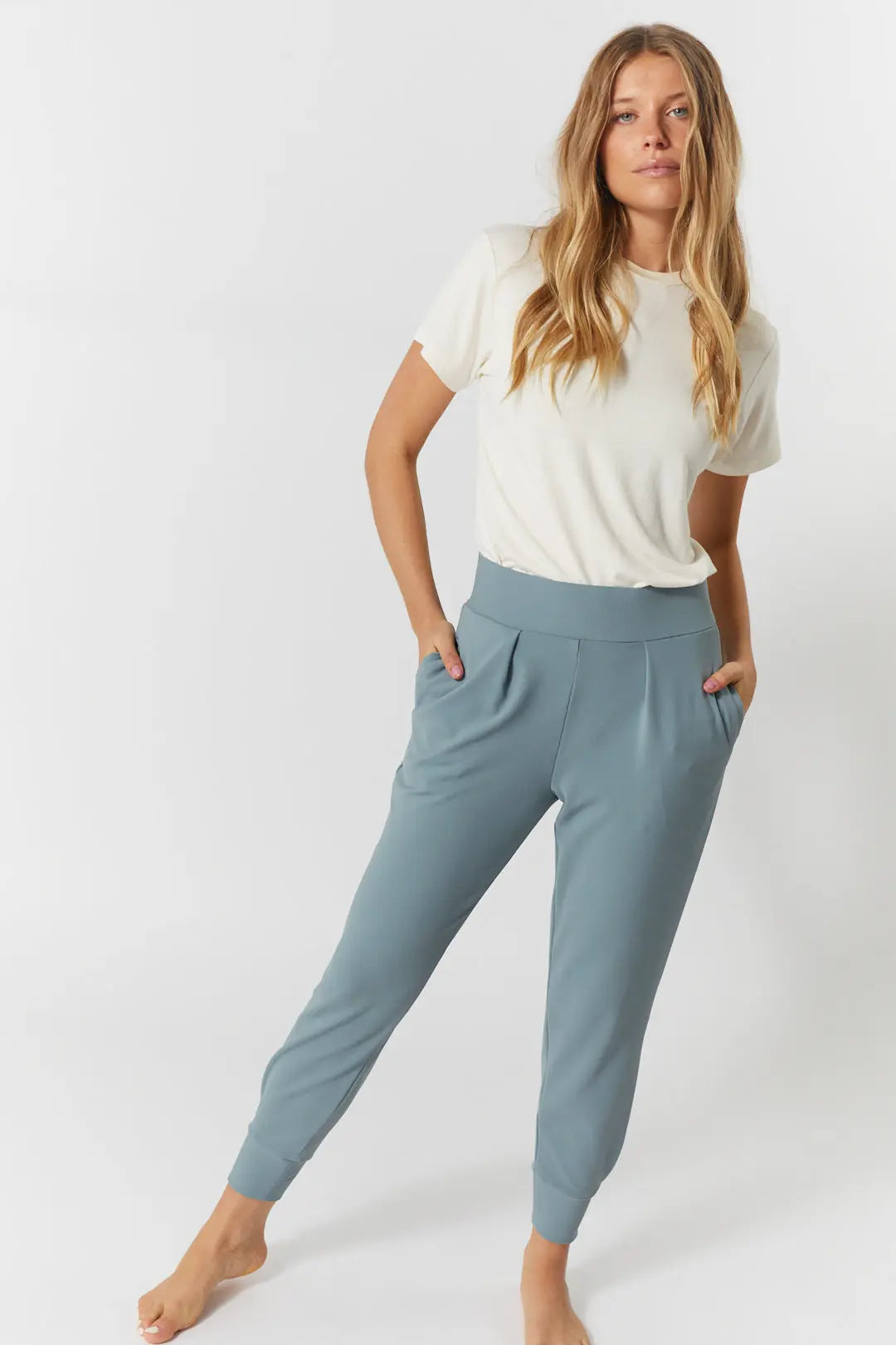 Pantalon détente bleu taille haute | Remy JOELLE Collection