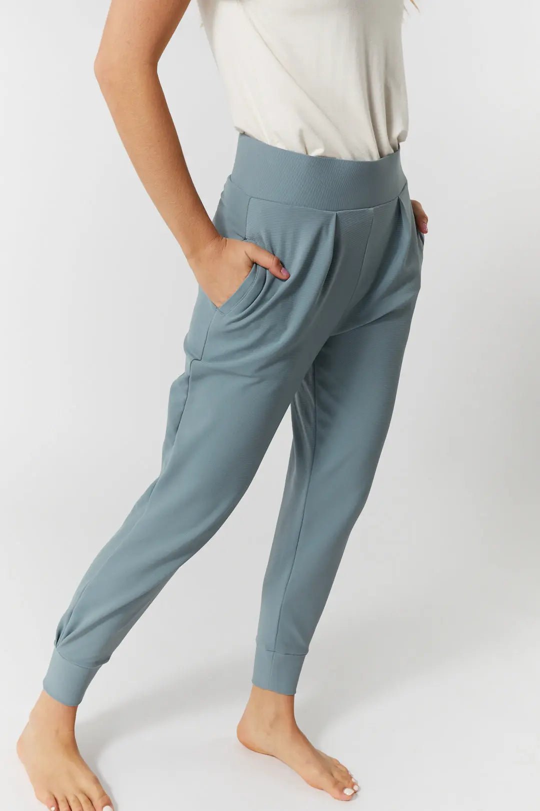 Pantalon détente bleu taille haute | Remy JOELLE Collection