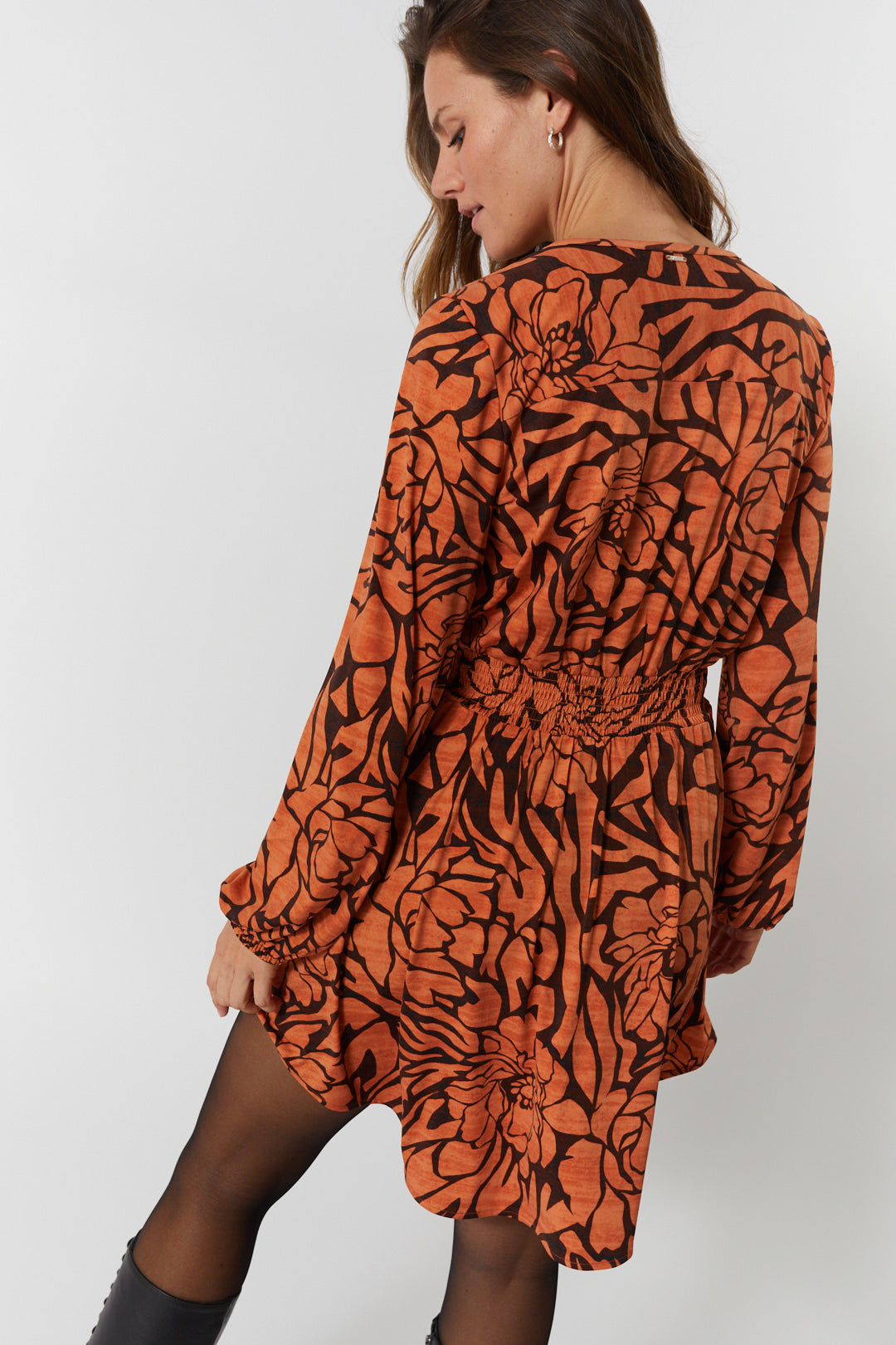 Orange floral patterned dress | Cassidy