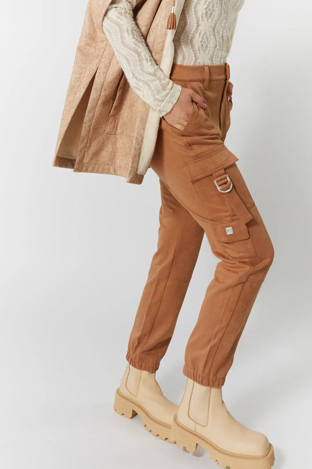 Pantalon tan texturé | Daphne JOELLE Collection