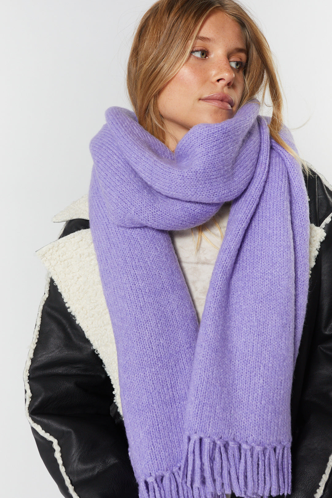 Purple fringed scarf | Zenovia