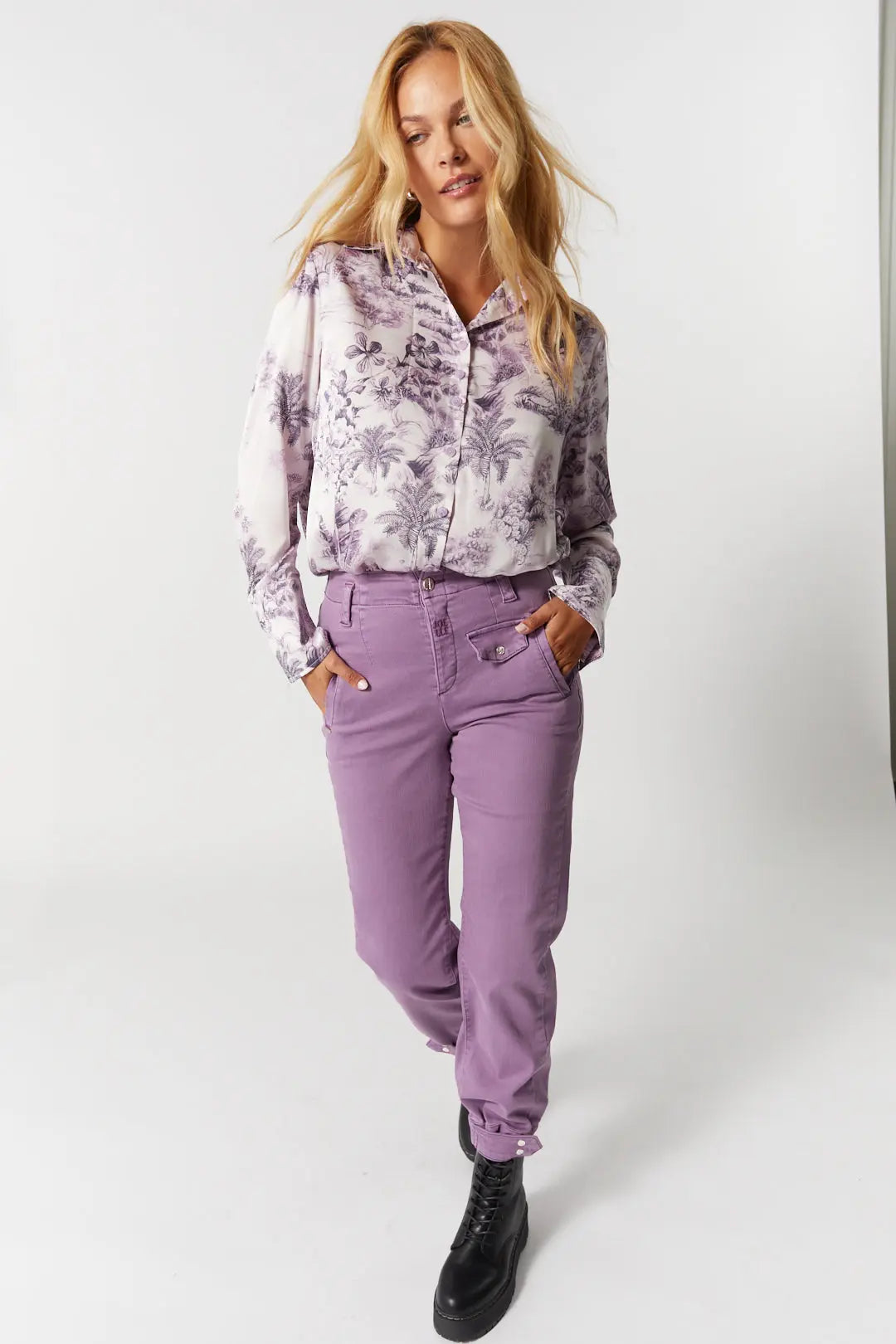 Jeans ballon mauve | Felicia JOELLE Collection