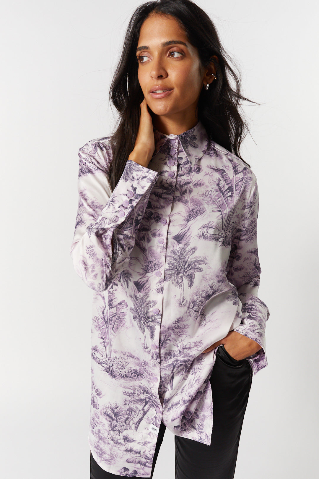 Loose printed purple shirt | Valentine