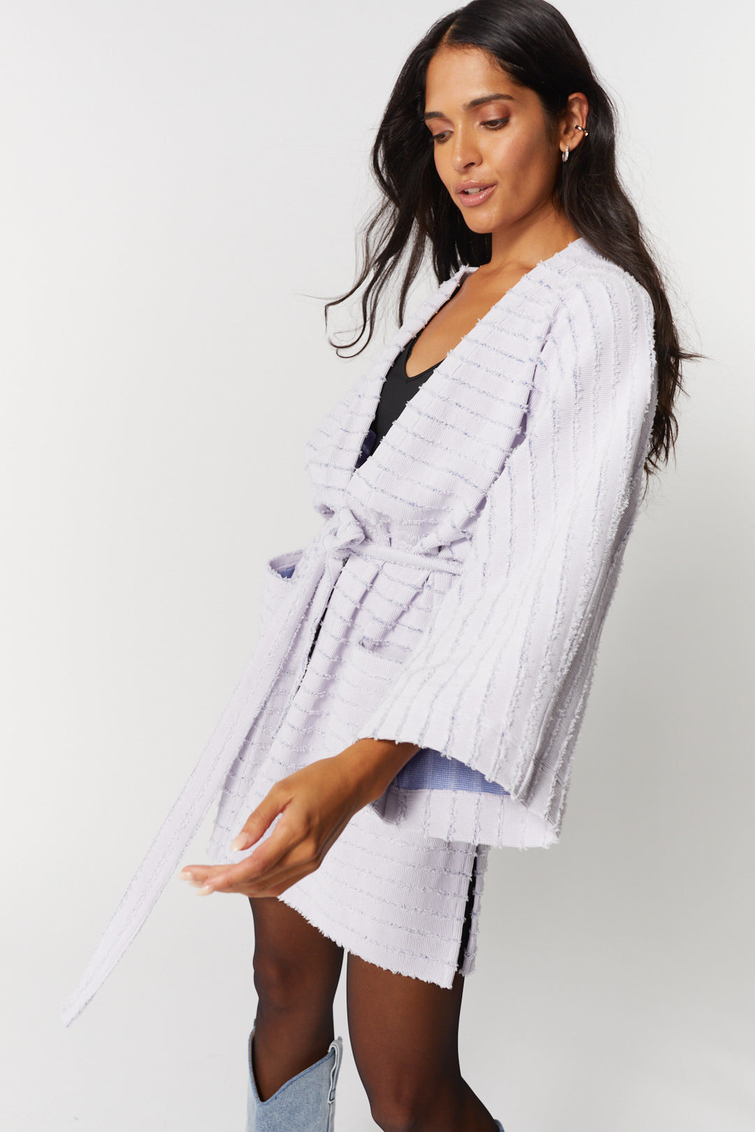 Textured lilac kimono jacket | Mekong