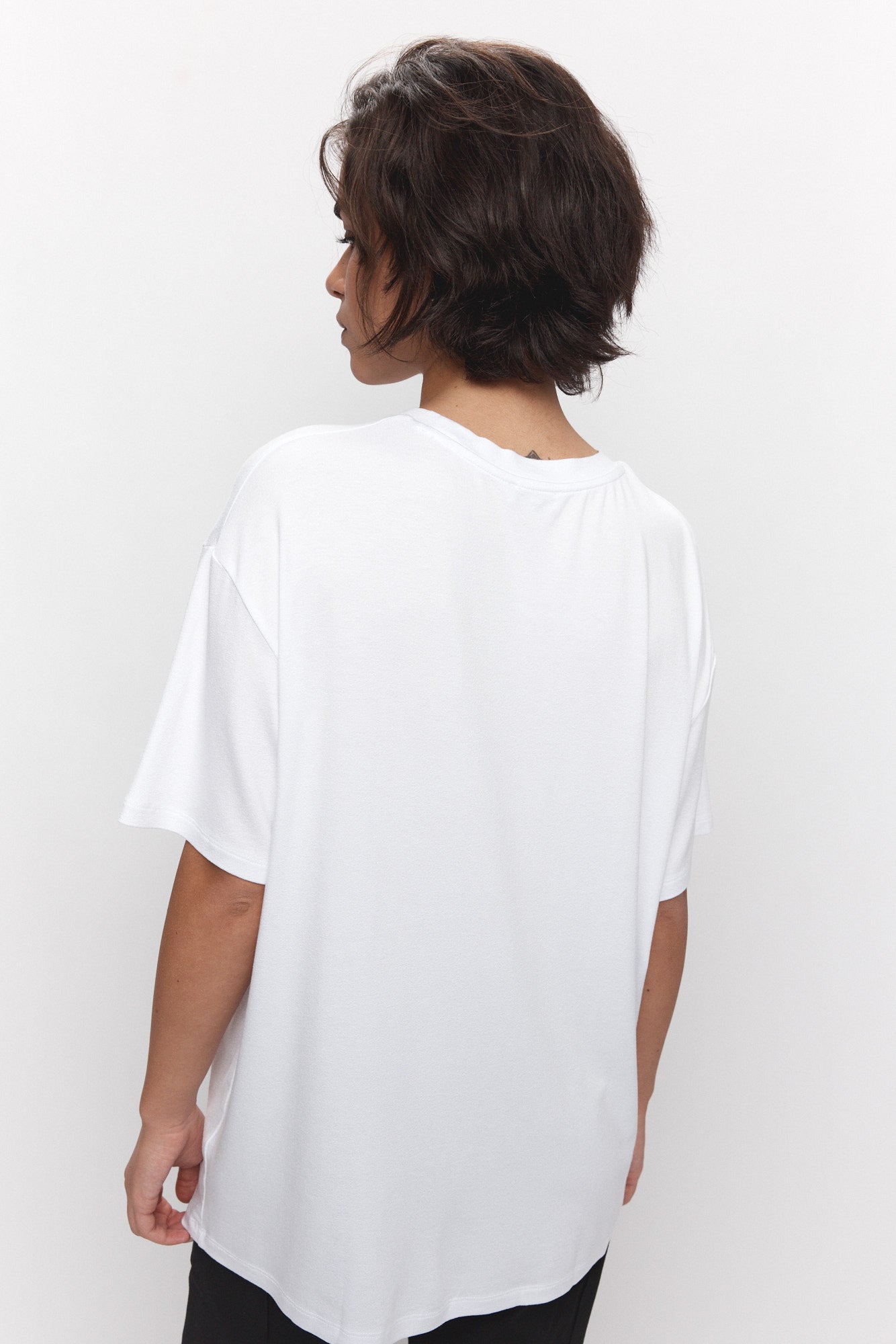 T-shirt blanc logo brodé | Laurenzo