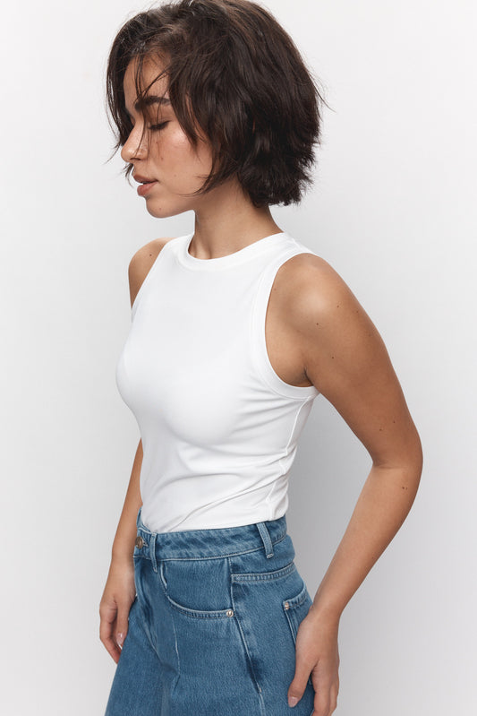 Camisole blanche à col rond | Louisa