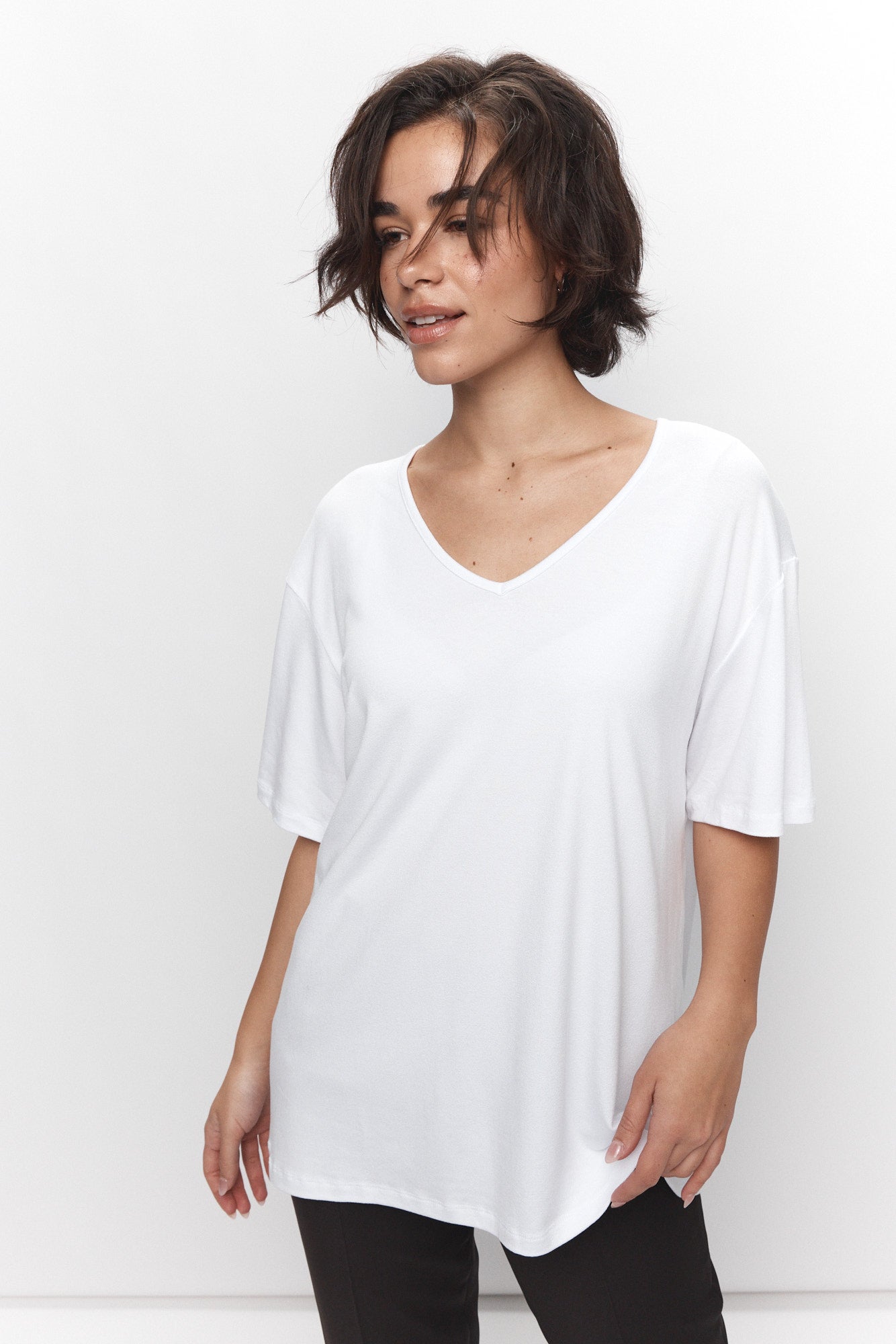 T-shirt blanc encolure en V | Noemie