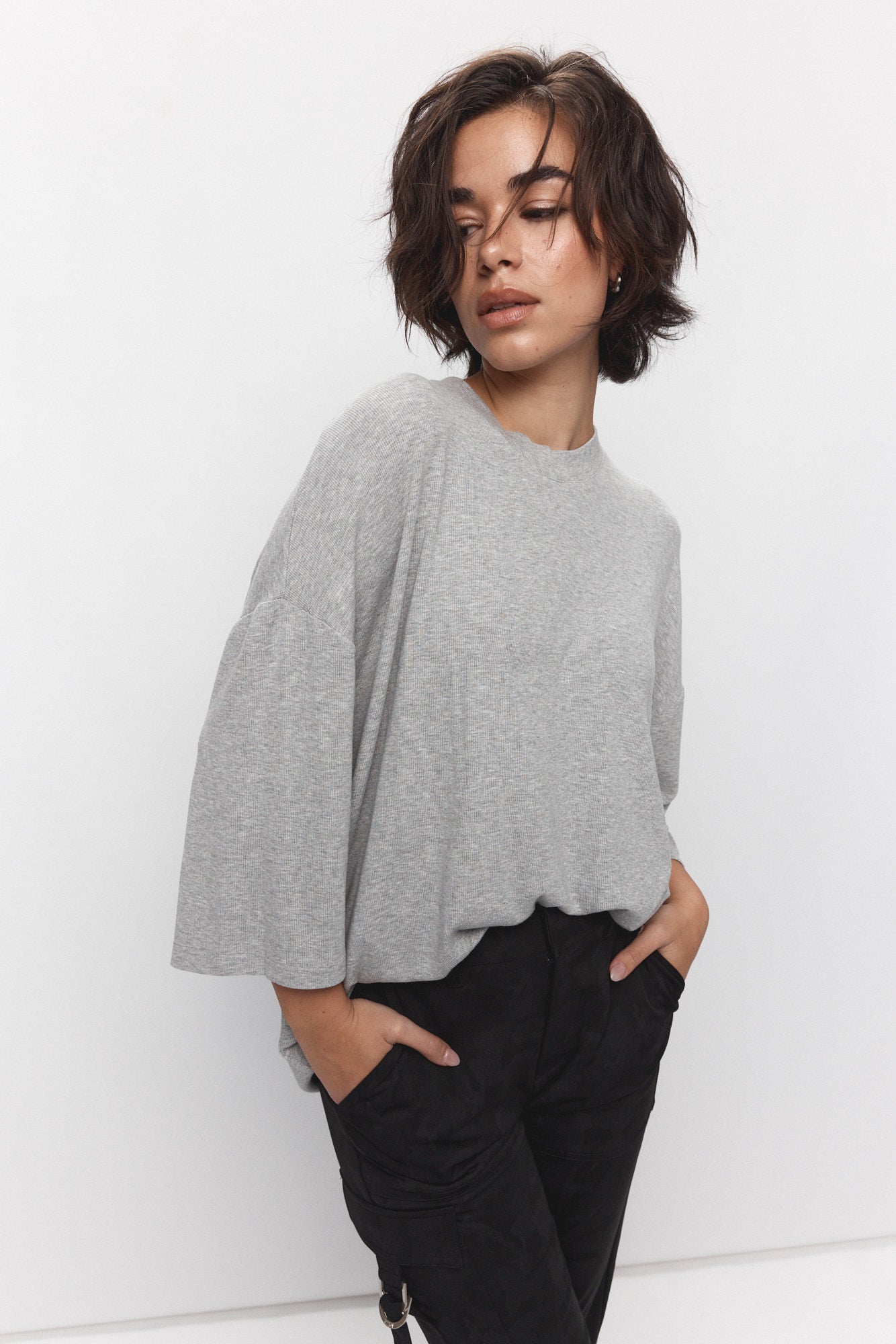 Textured gray sweater | Begonia