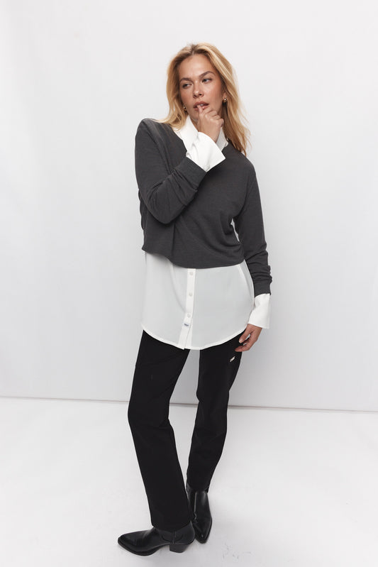 Mixed gray sweater with long sleeves | Benson