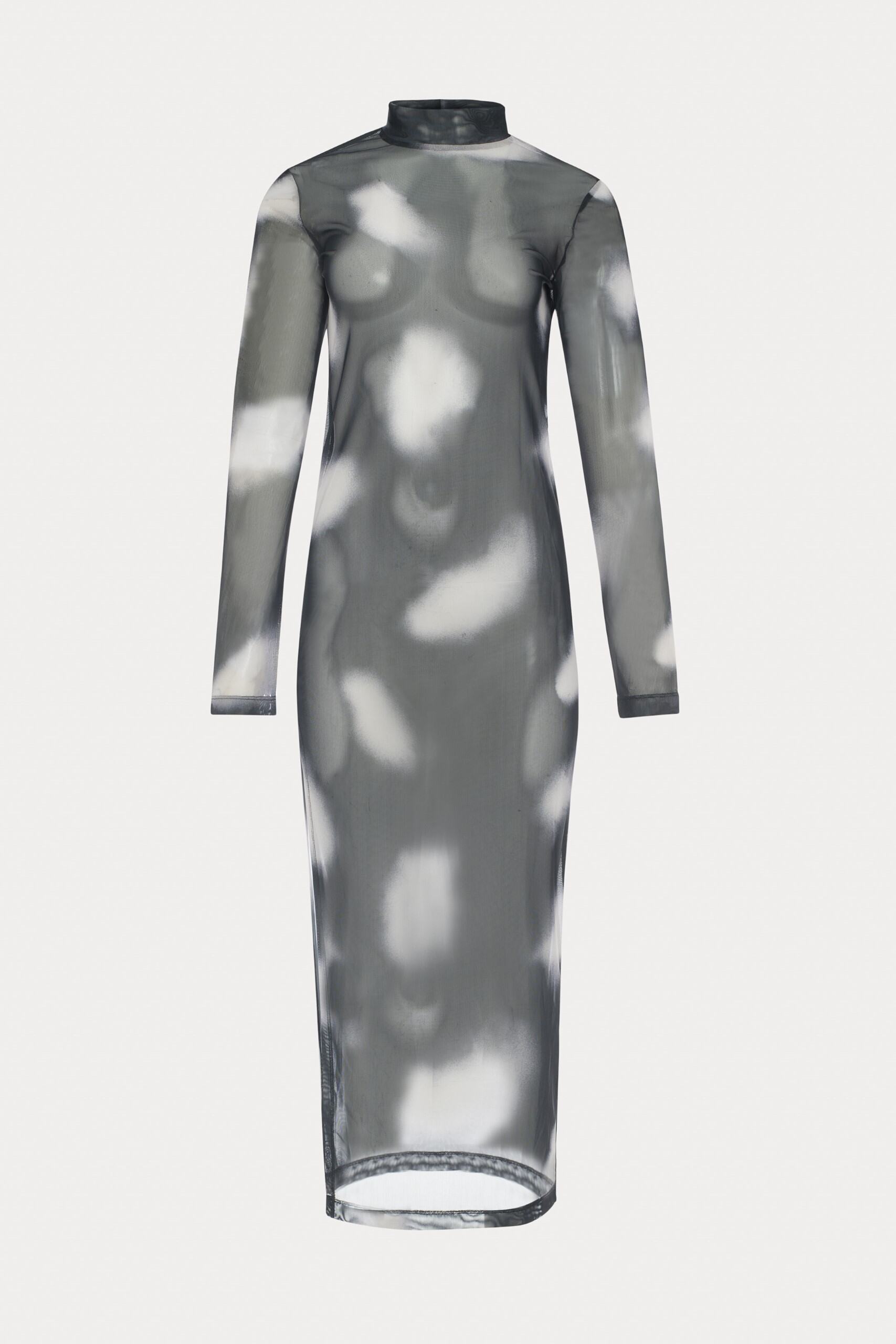 Mariella | Robe transparente noire imprimé tie-dye