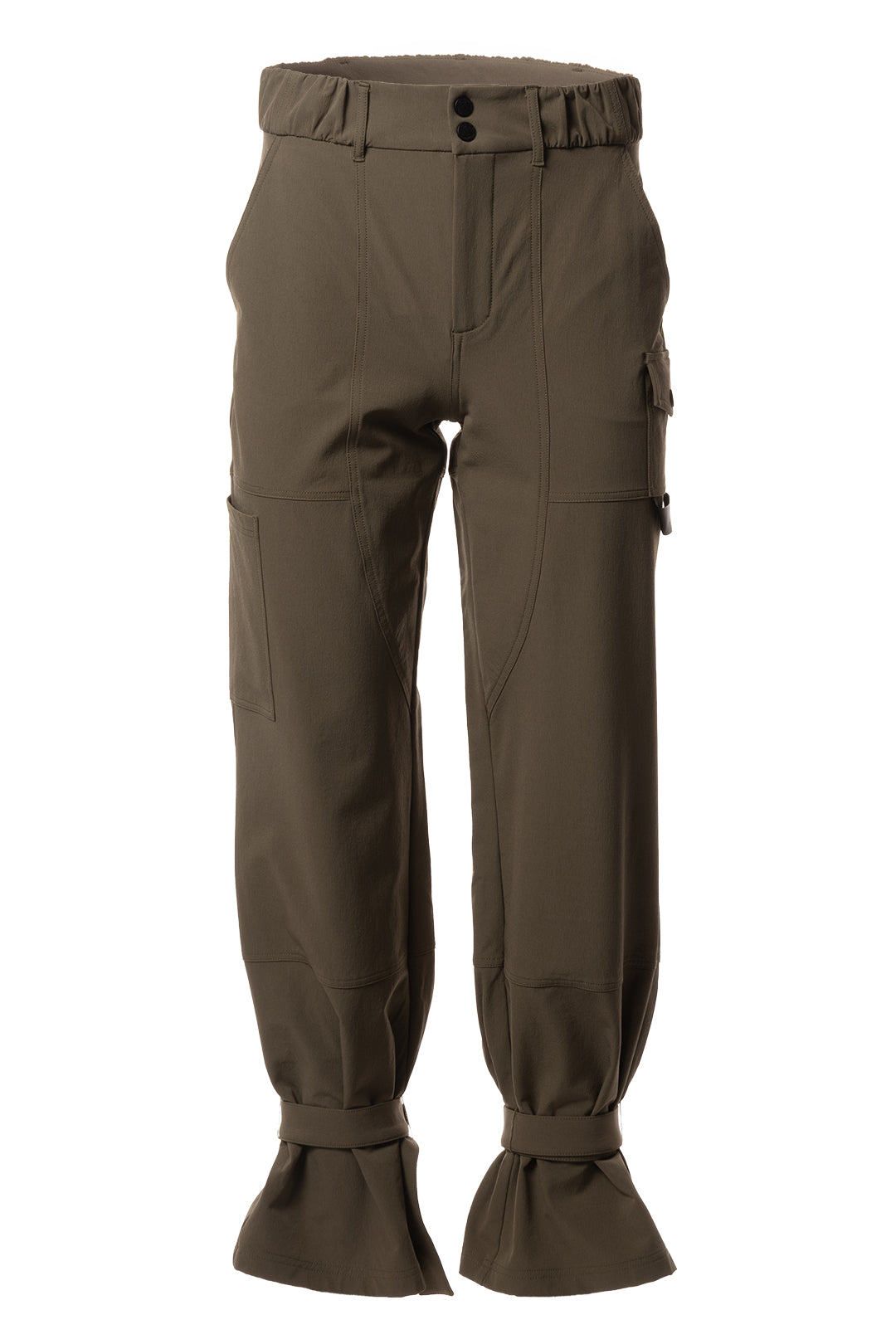 Khaki-green pants with adjustable ankles | Raina