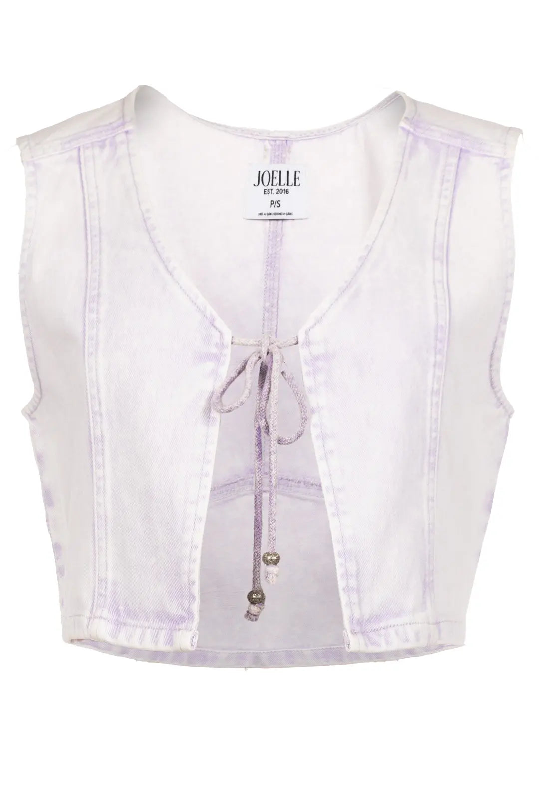 Veste courte en jeans lilas sans manches | Kezia