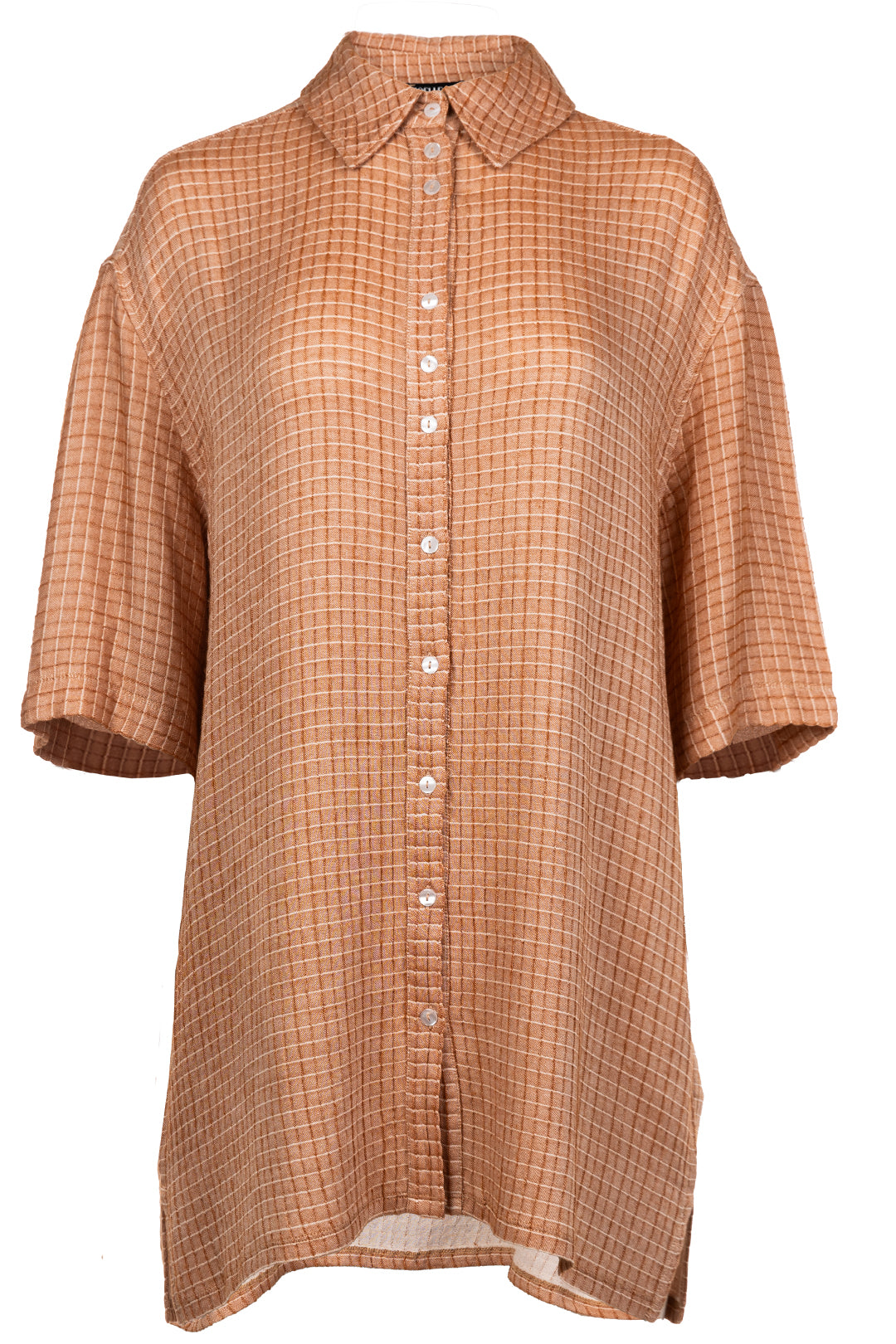 Chemise orange gaufrée à manches courtes | Moxan JOELLE Collection