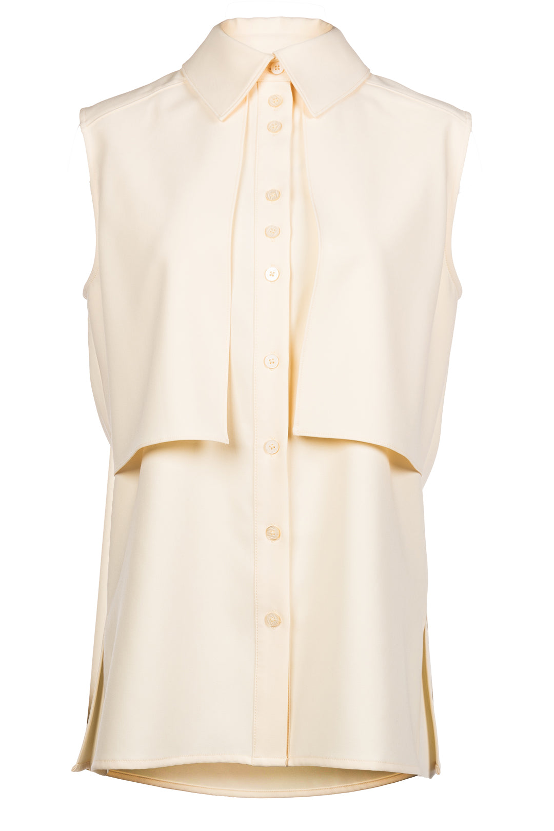 Chemise beige sans manches | Claire JOELLE Collection