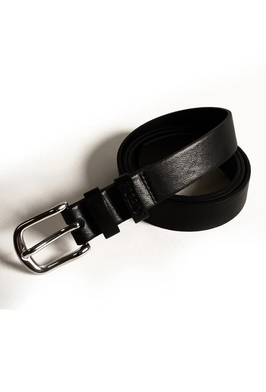 Erma | Ceinture mince noire boucle argent JOELLE Collection