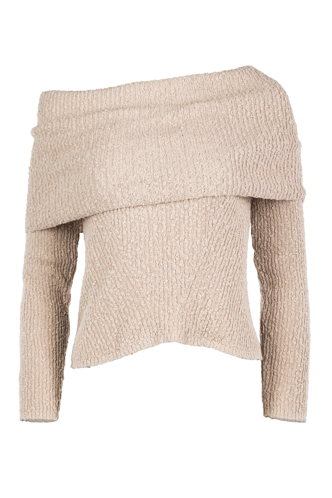 Sloane | Chandail tricot beige à épaules dénudées JOELLE Collection