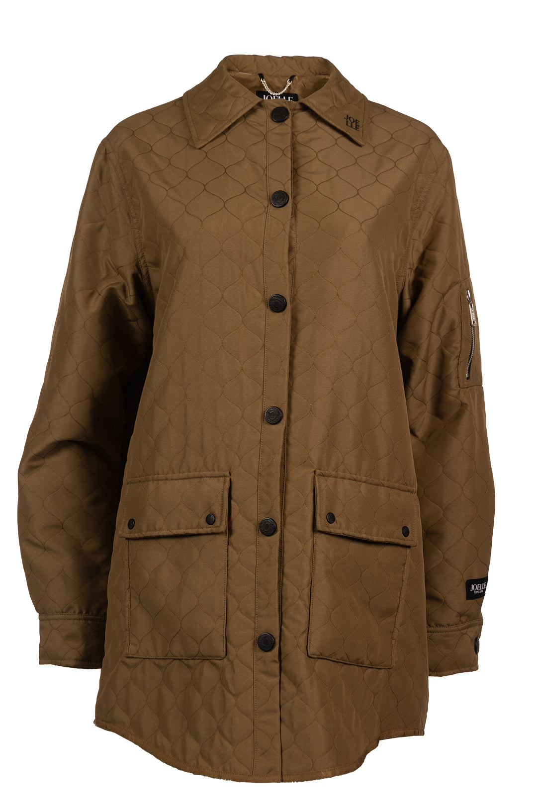 Khaki green quilted jacket with long sleeves | Daly