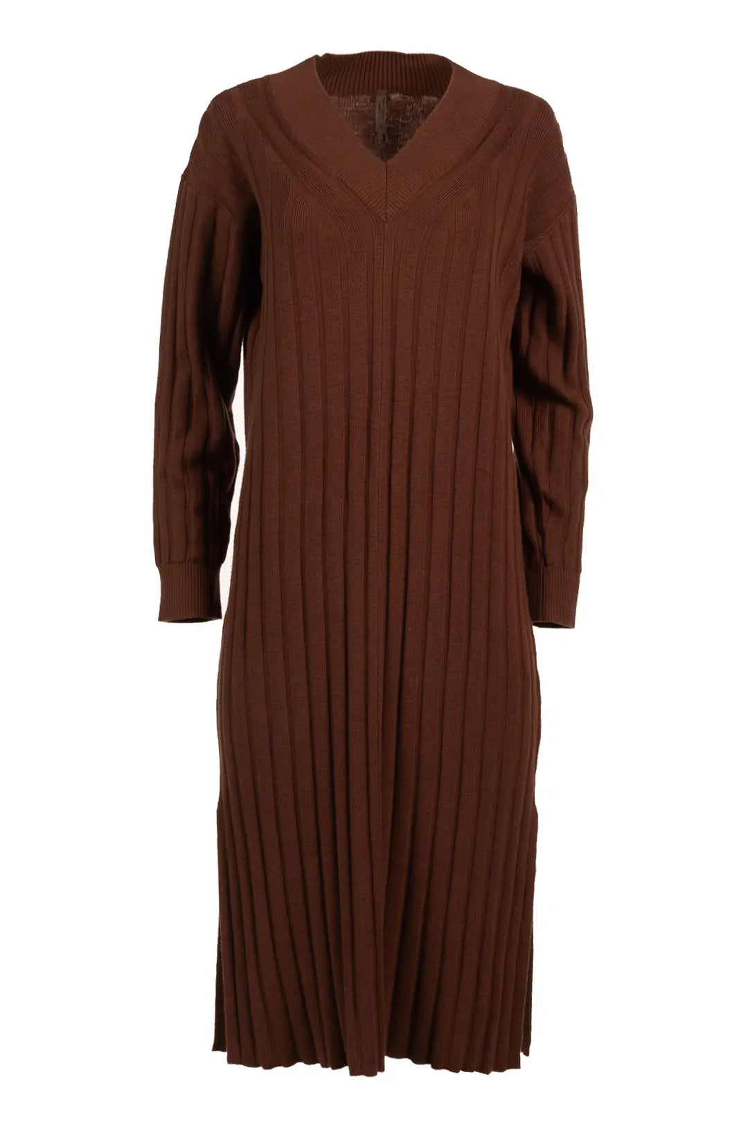 Robe longue marron en tricot | Arielle JOELLE Collection