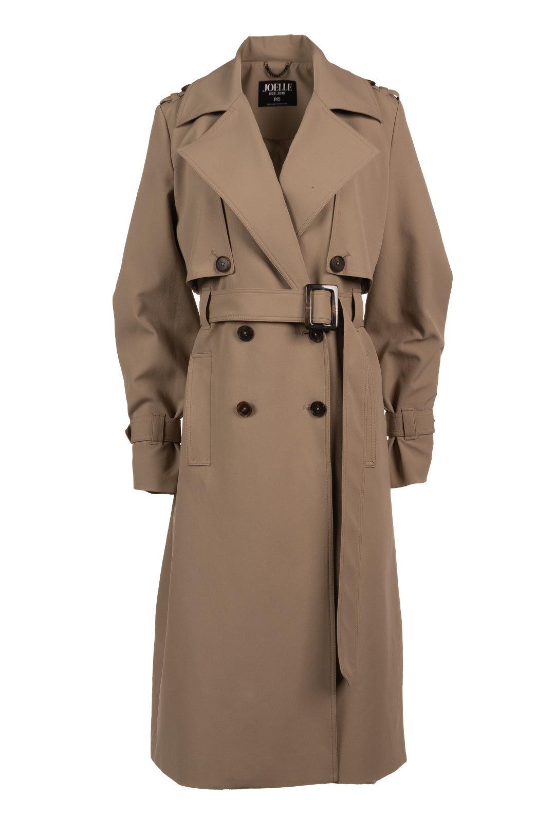 Long greige coat with tailored collar | Warren