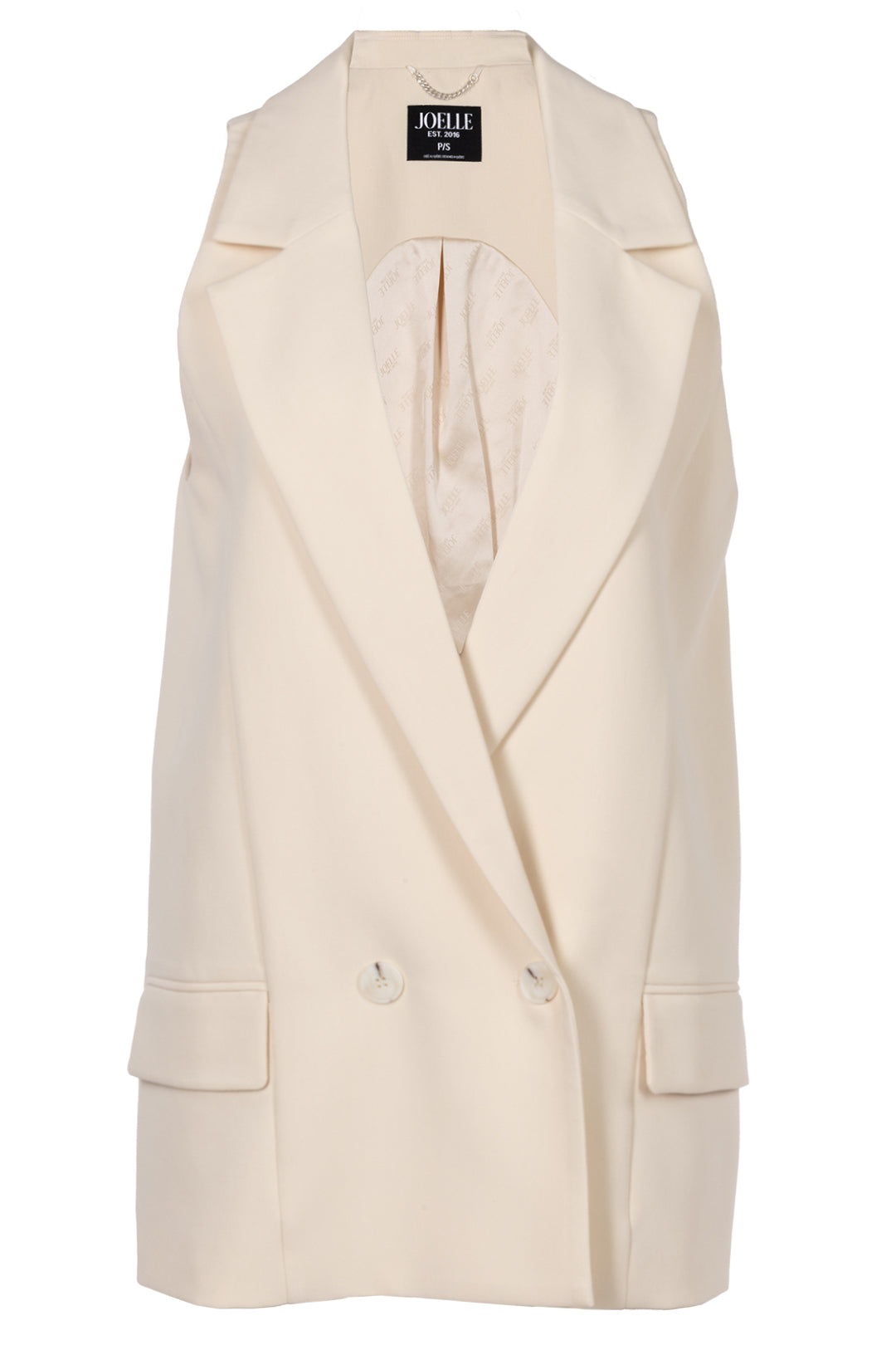 Long pale beige sleeveless jacket | Atlas