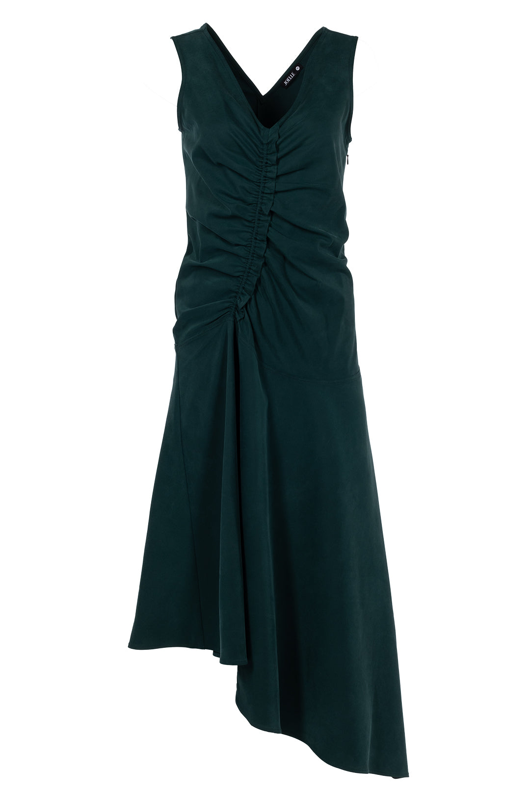 Dark green asymmetrical long dress | Rata