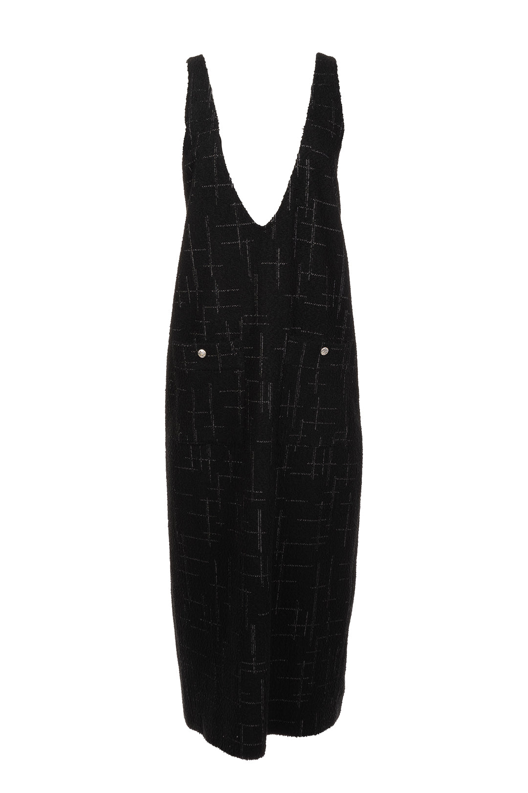 Long black V-neck dress | Harlem