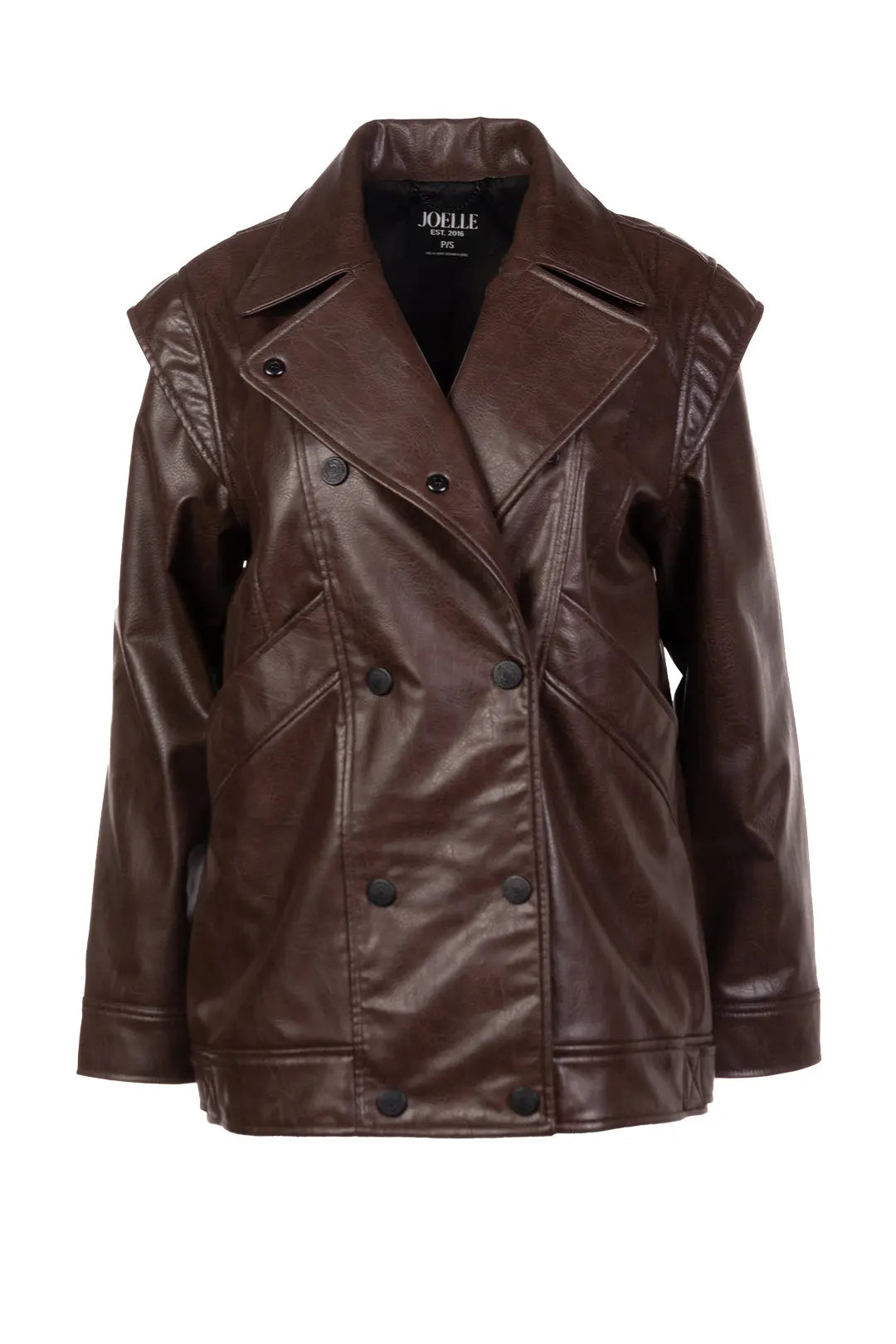 Manteau marron faux cuir style aviateur | Leonie JOELLE Collection