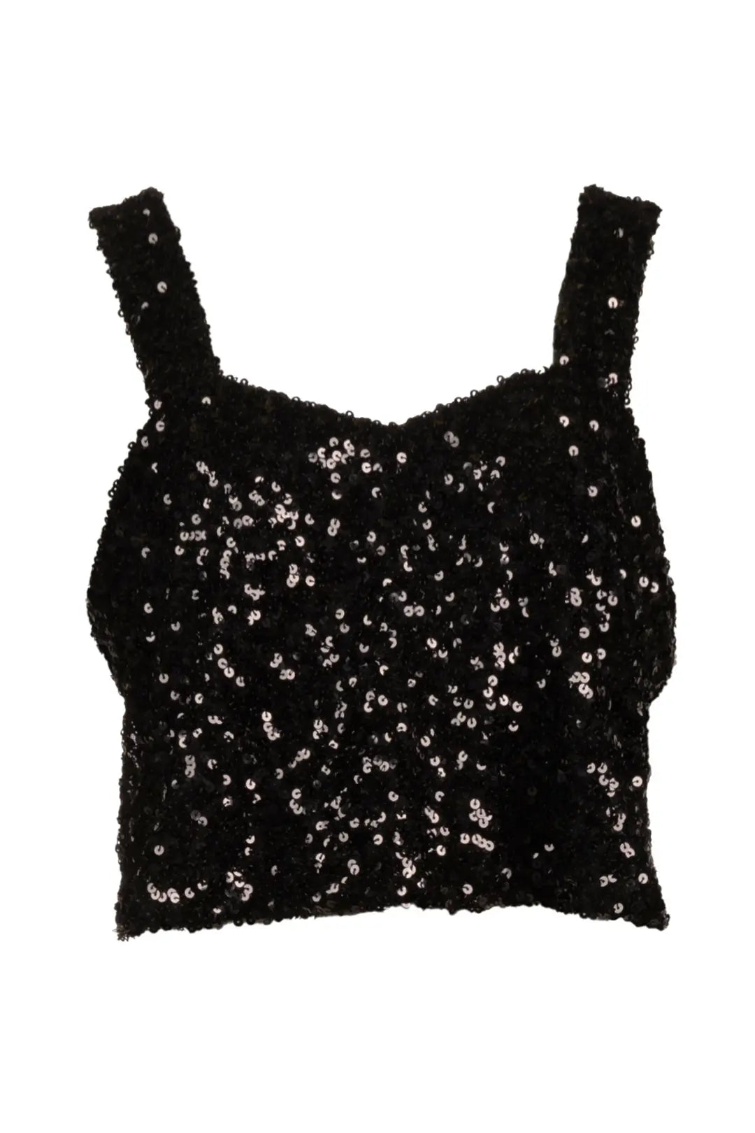 Camisole courte noire à paillettes | Allen JOELLE Collection