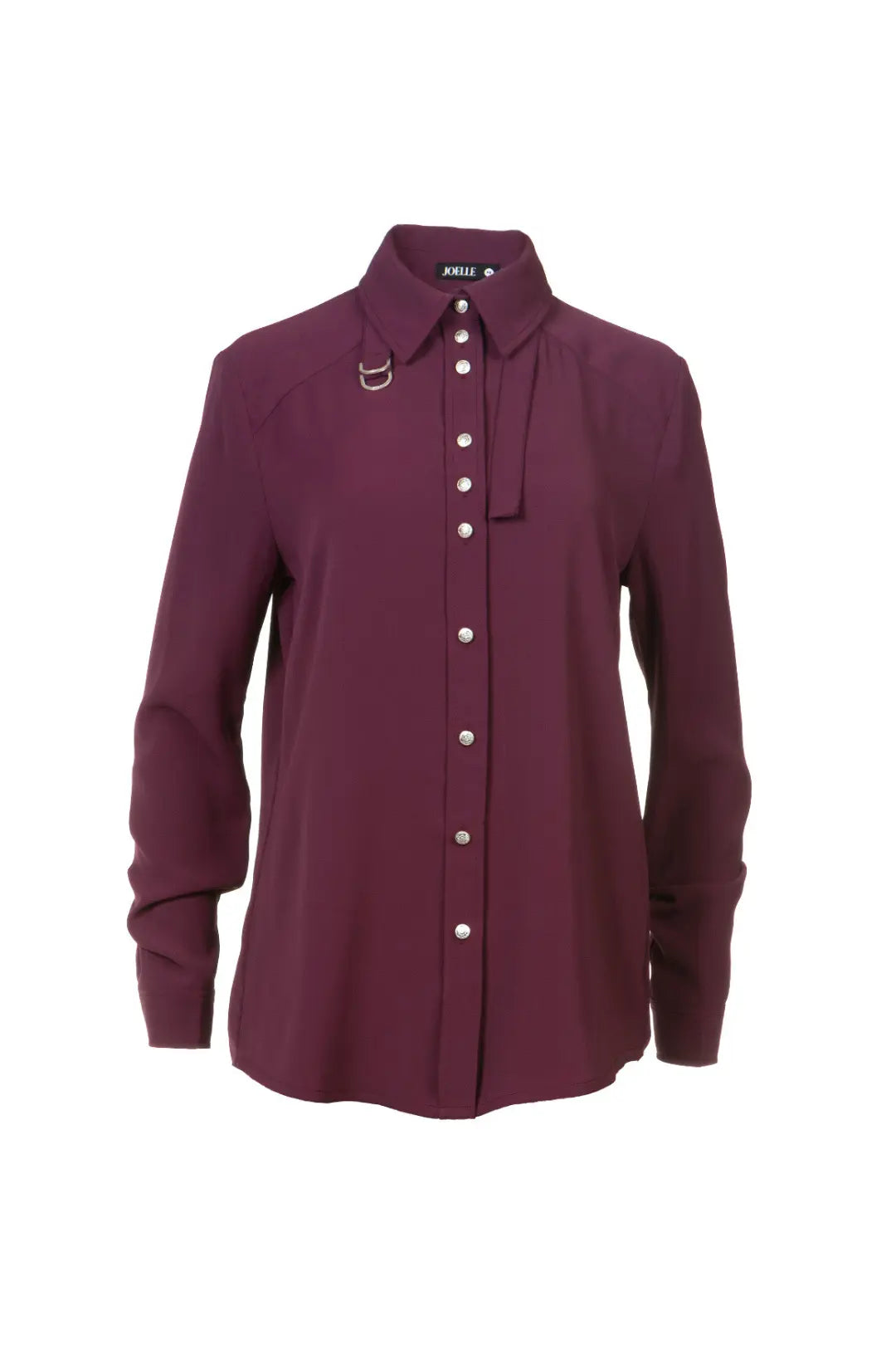 Chemise mauve foncé ganse au col | Clematite JOELLE Collection