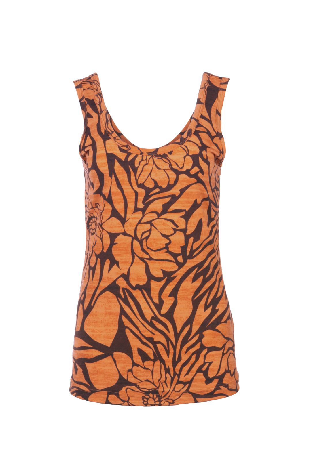 Orange floral patterned camisole with U-neck | Levine