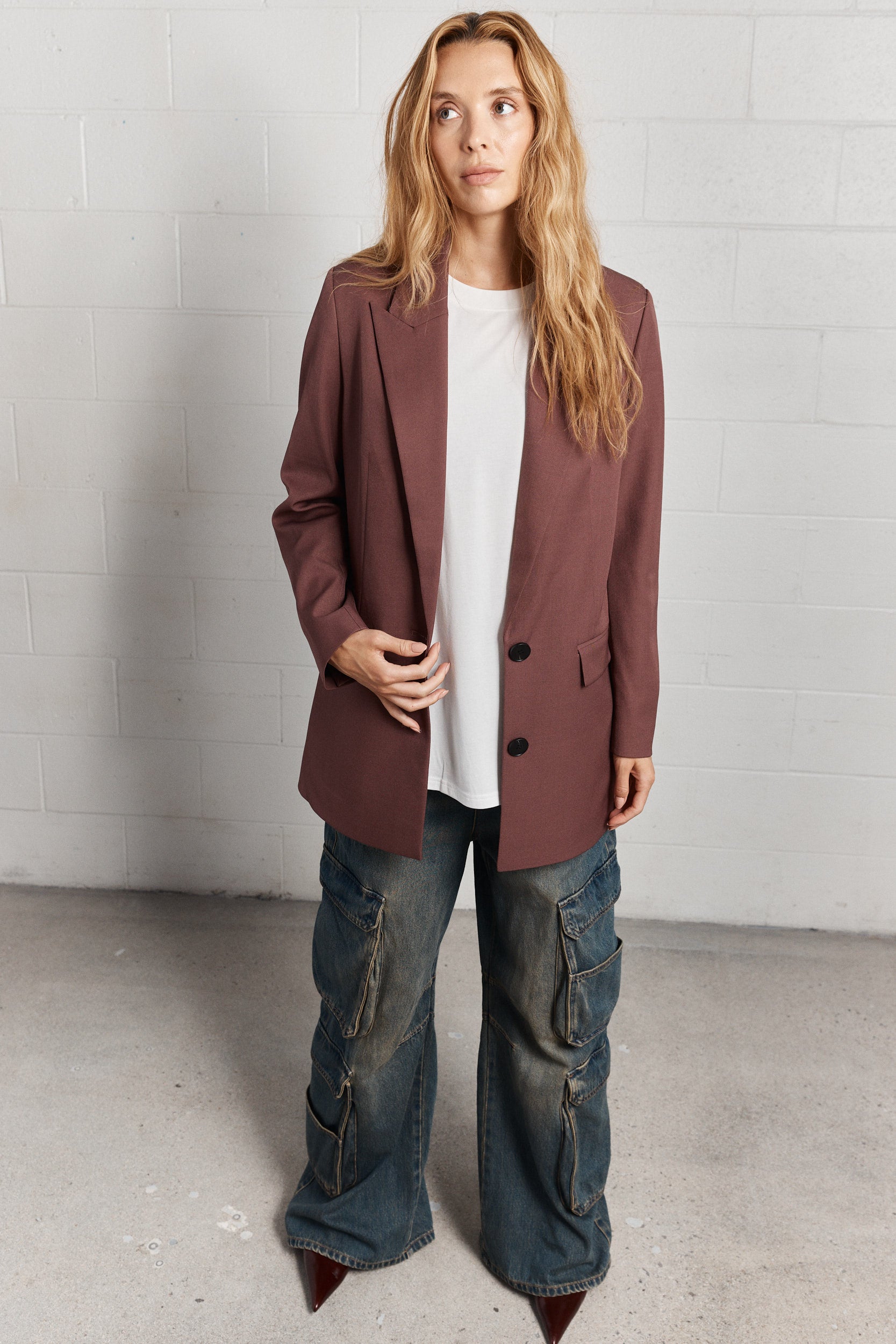 John | Burgundy loose boxy blazer