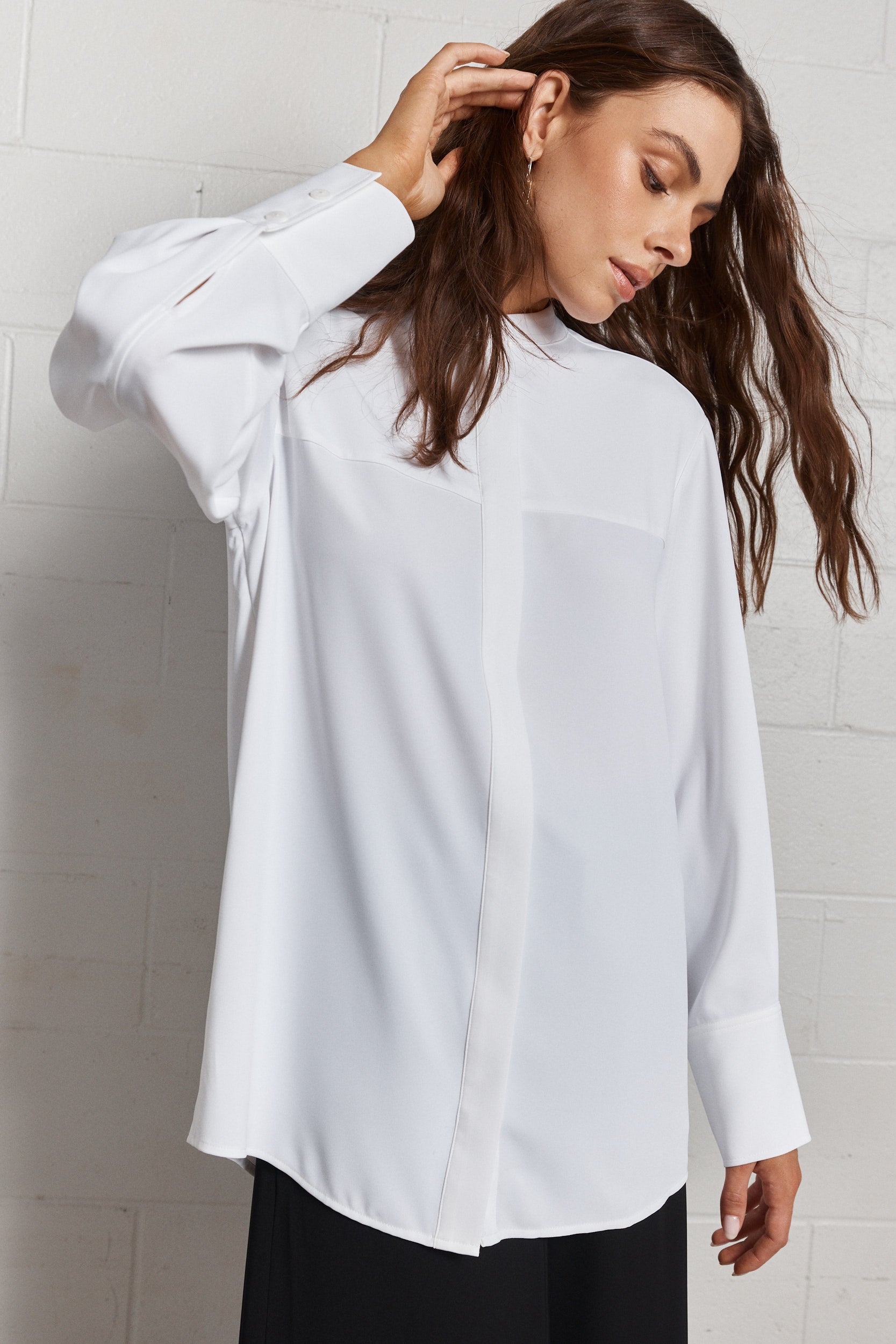 Scarlett | Chemise blanche à col Mao