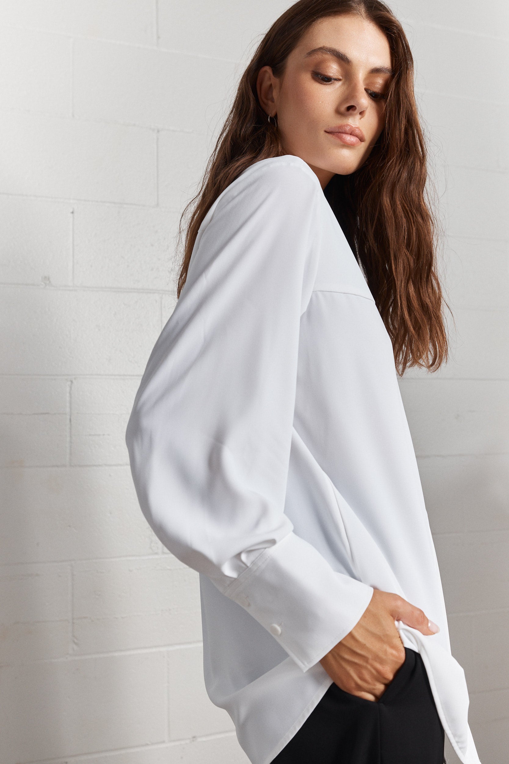 Scarlett | Chemise blanche à col Mao