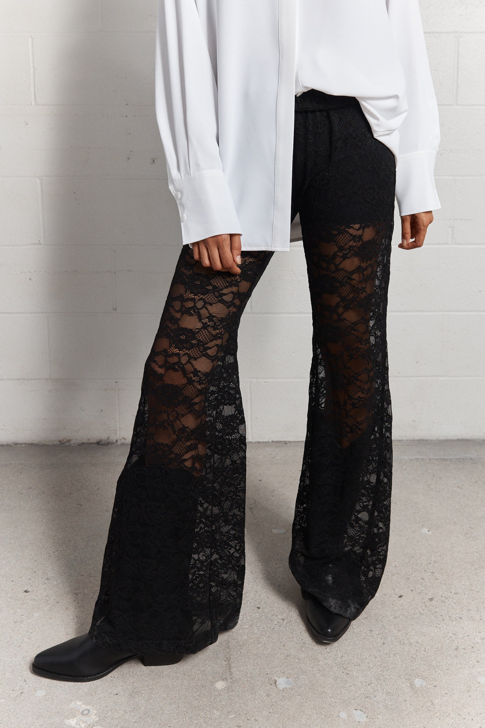 Lopez | Pantalon noir en dentelle