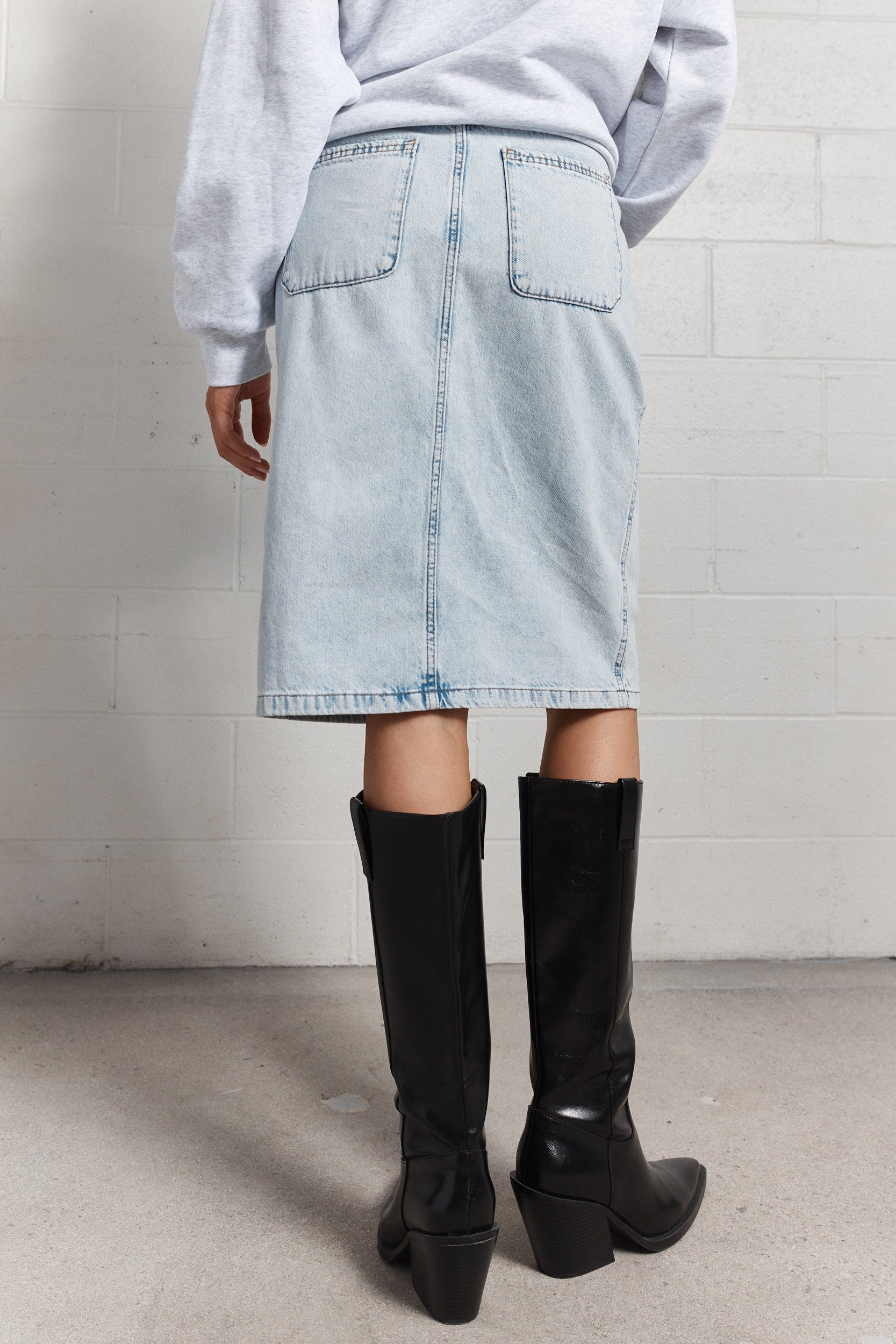 Monie | Jupe en denim bleu délavé