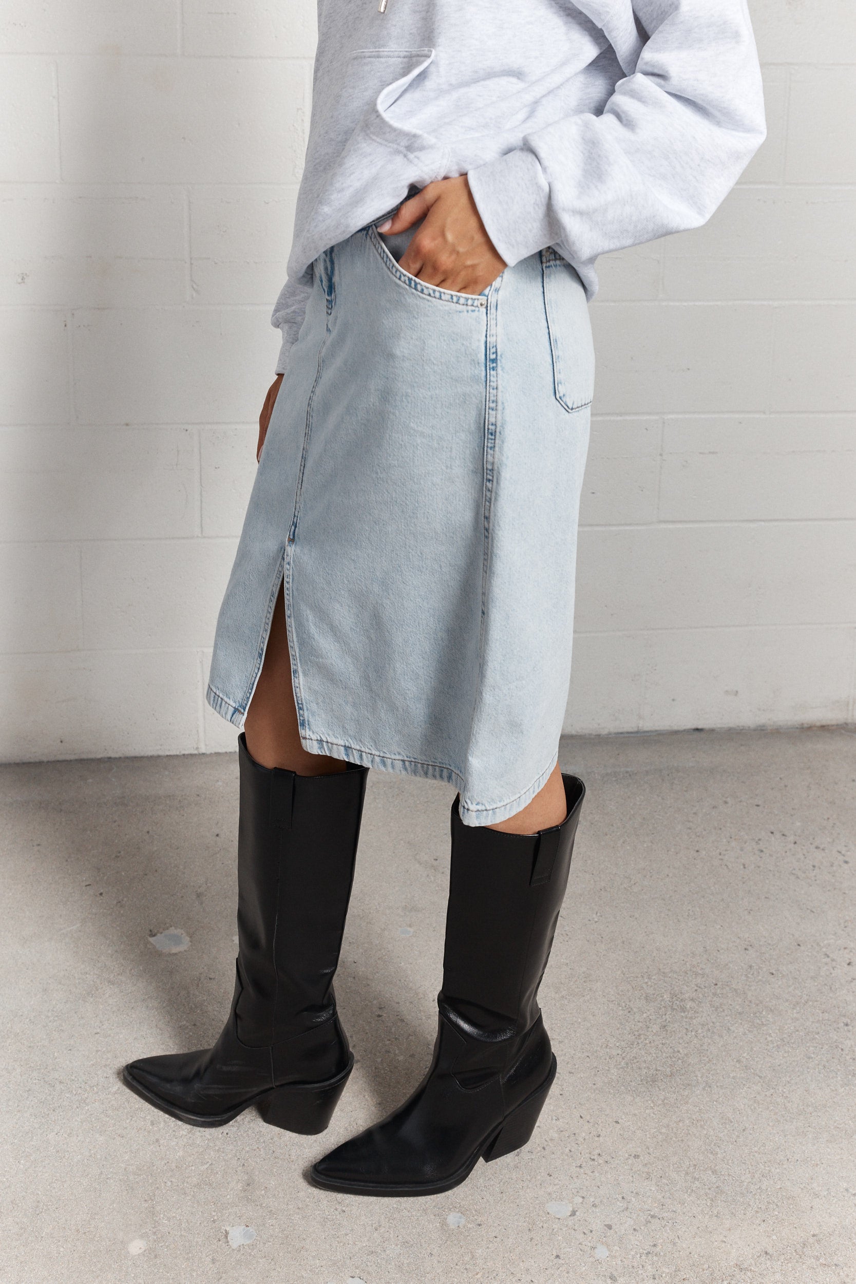 Monie | Jupe en denim bleu délavé