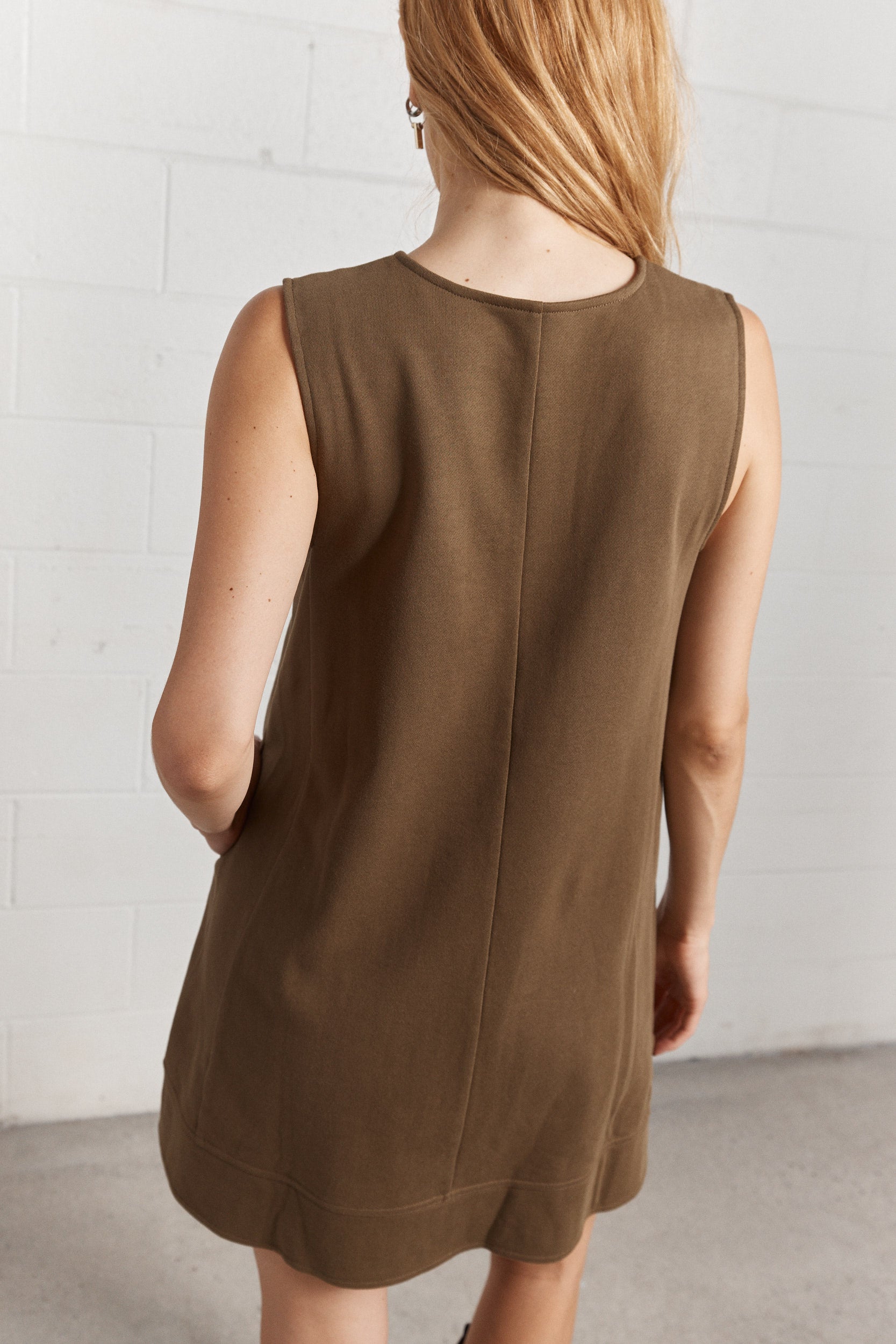 Seymour | Sleeveless Khaki Short Dress