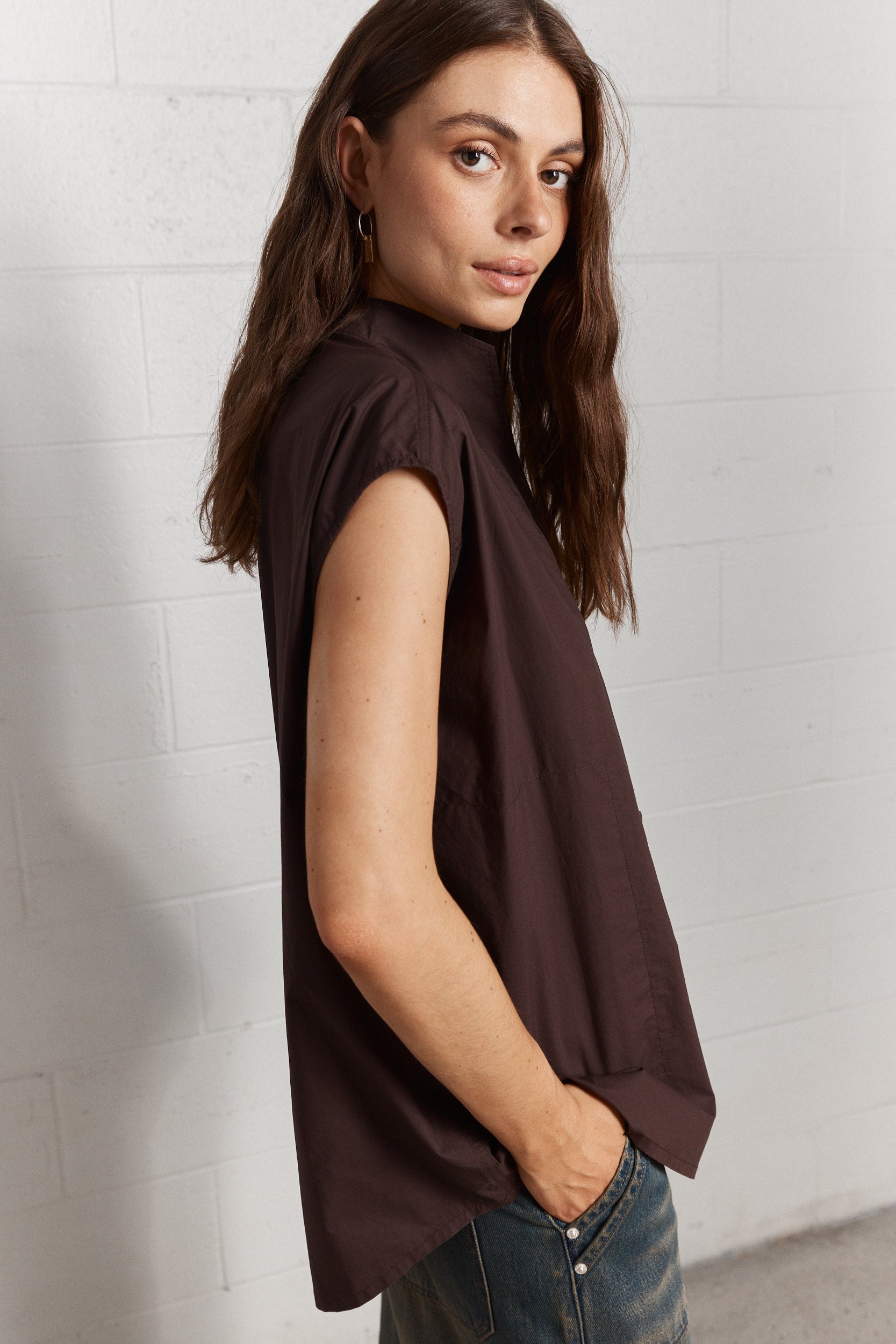 Haruka | Burgundy Oversized Short Sleeve Shirt